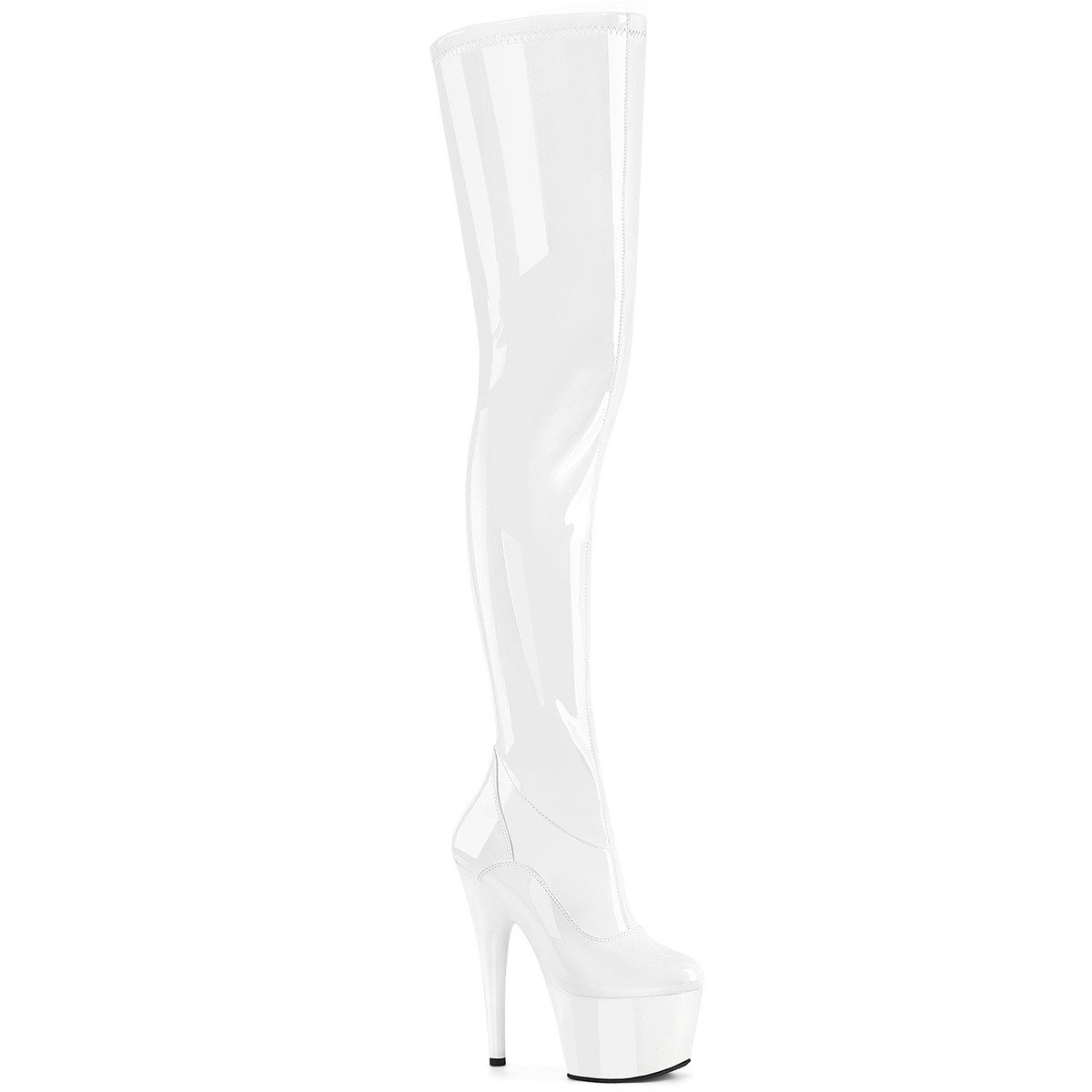 Pleaser Adore-4000 W/M - Shiny White High-Platform Thigh High Boots
