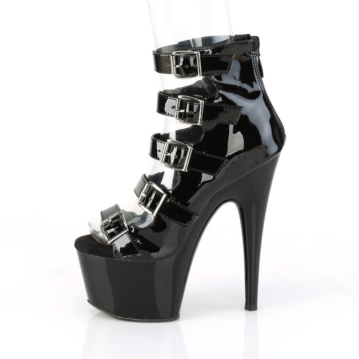 Pleaser Adore-700-33 B/M - Shiny Black High-Platform Sandals