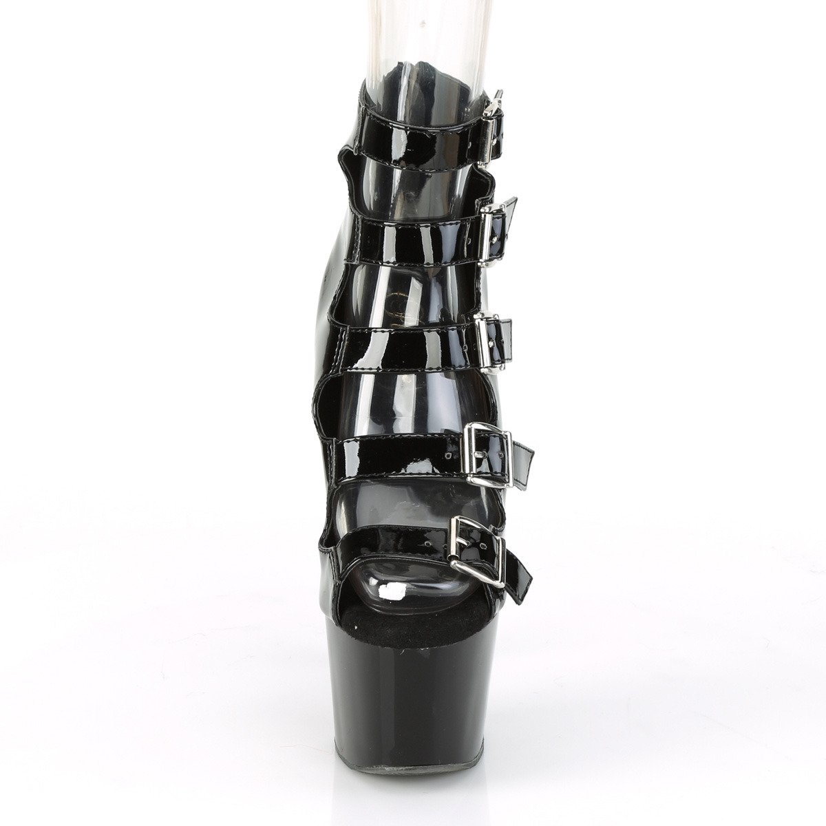 Pleaser Adore-700-33 B/M - Shiny Black High-Platform Sandals