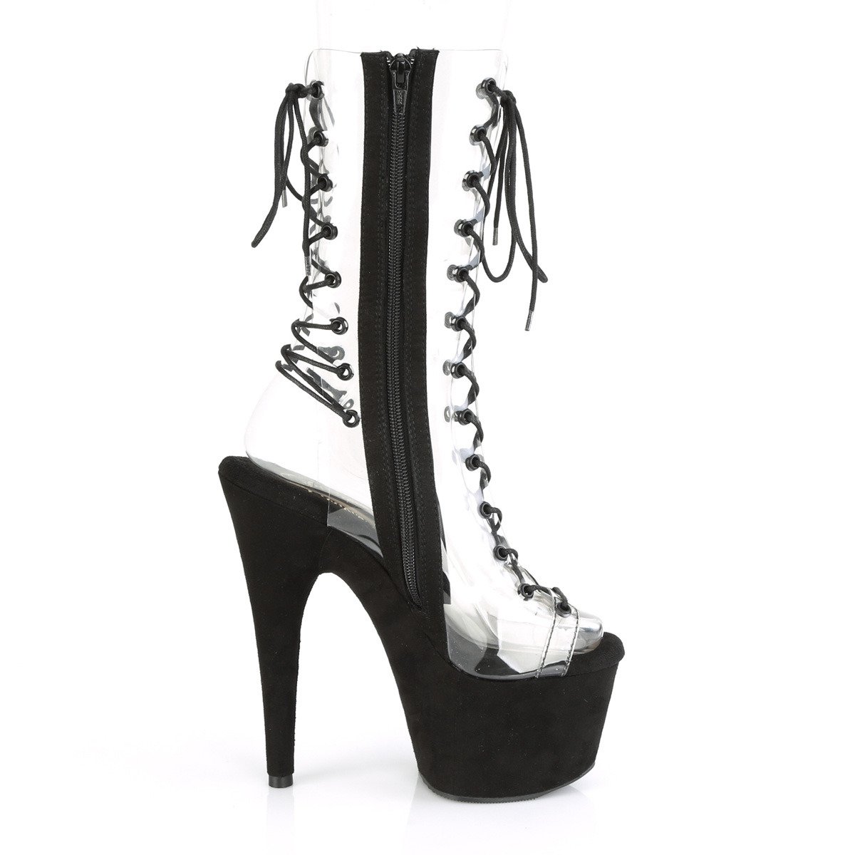 Pleaser Adore-700-60FS C/BFS - Clear High-Platform Peep Toe Boots