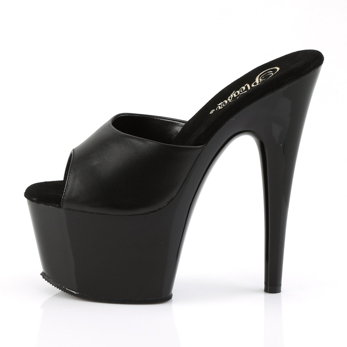 Pleaser Adore-701 B/LE - Black Leather High-Platform Sandals