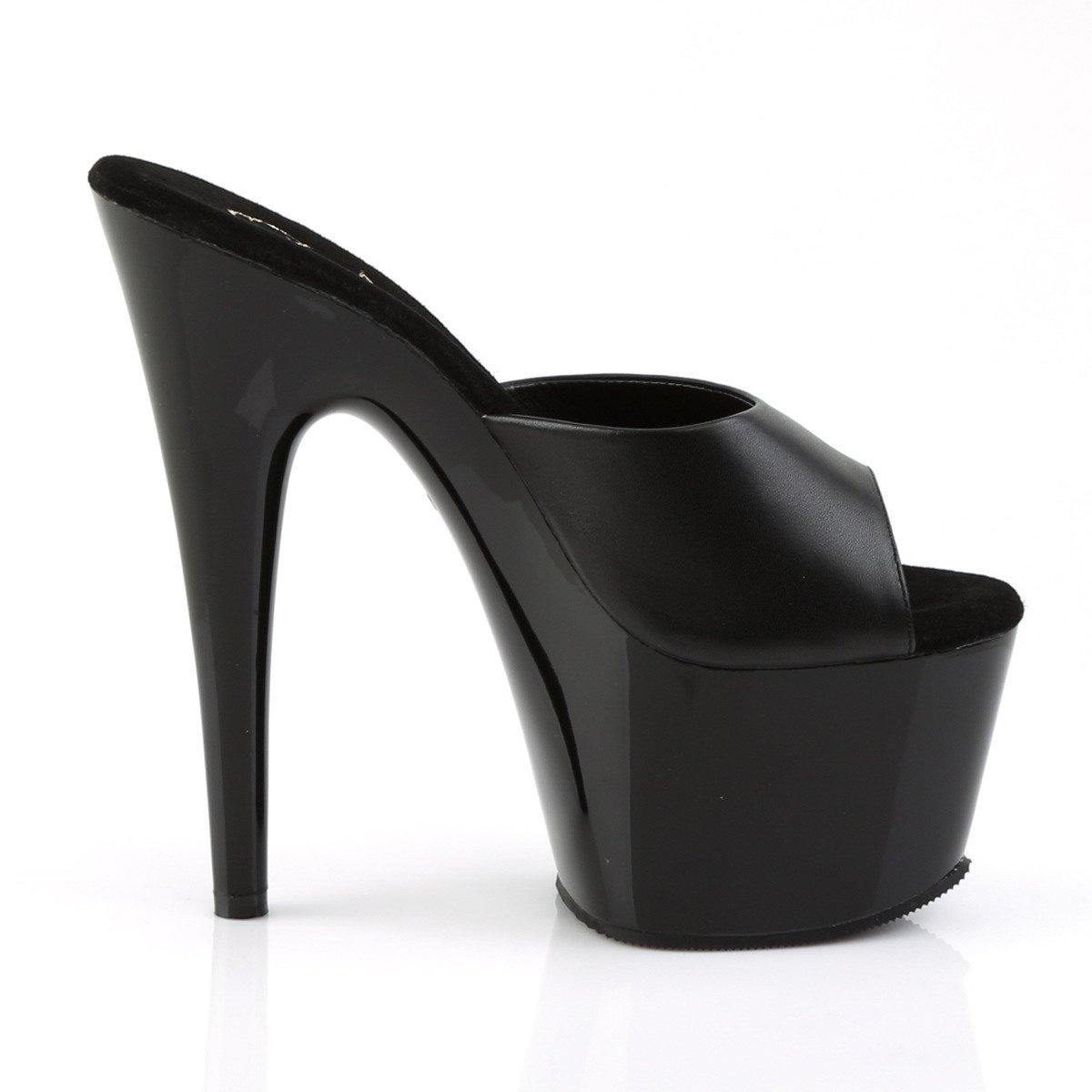 Pleaser Adore-701 B/LE - Black Leather High-Platform Sandals