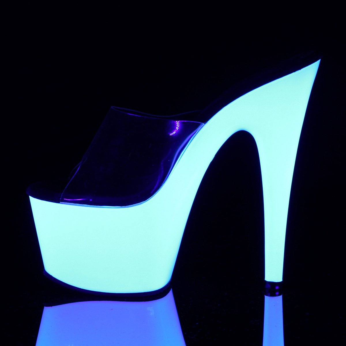 Pleaser Adore-701UV C/NW - Clear Uv Reactive High-Platform Sandals