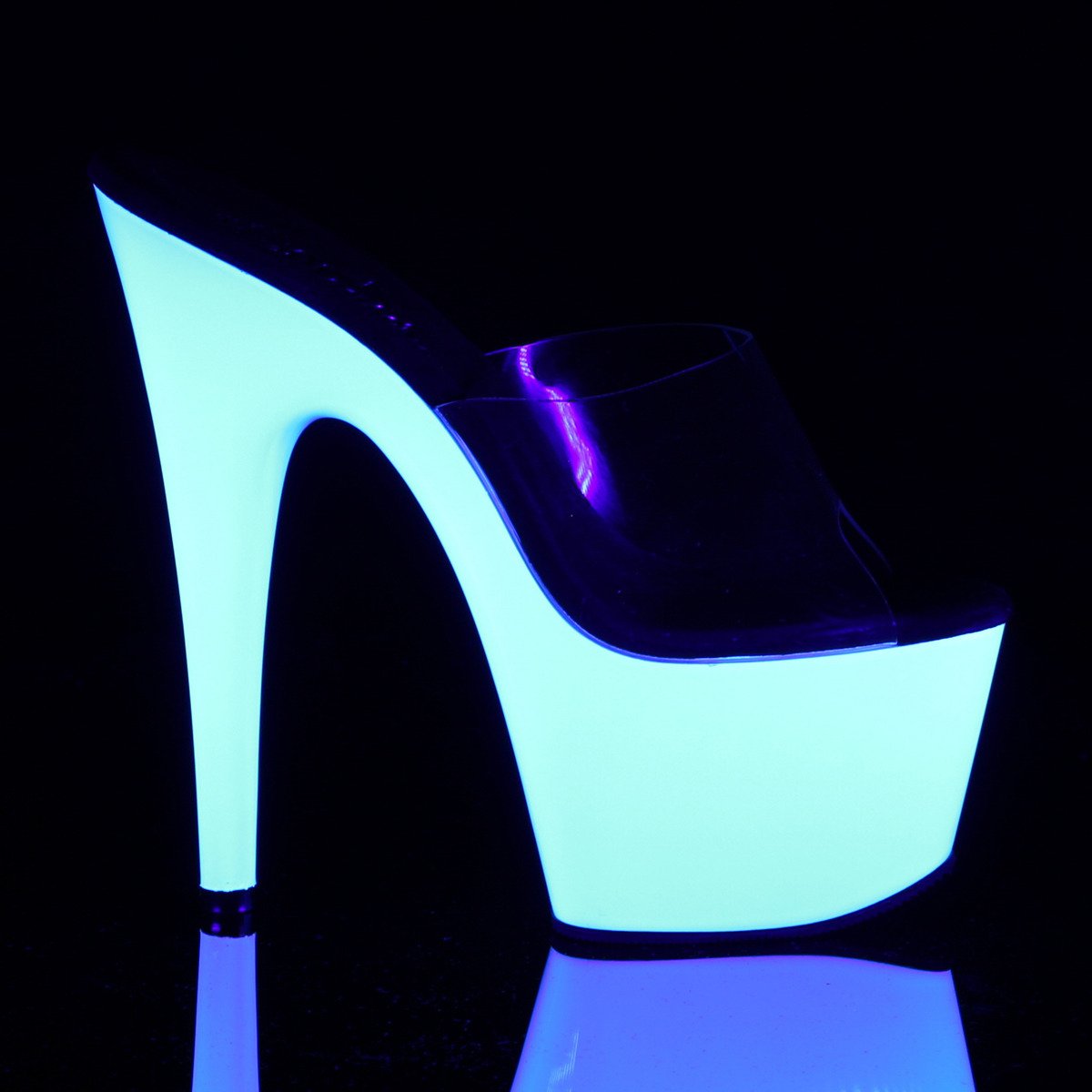 Pleaser Adore-701UV C/NW - Clear Uv Reactive High-Platform Sandals