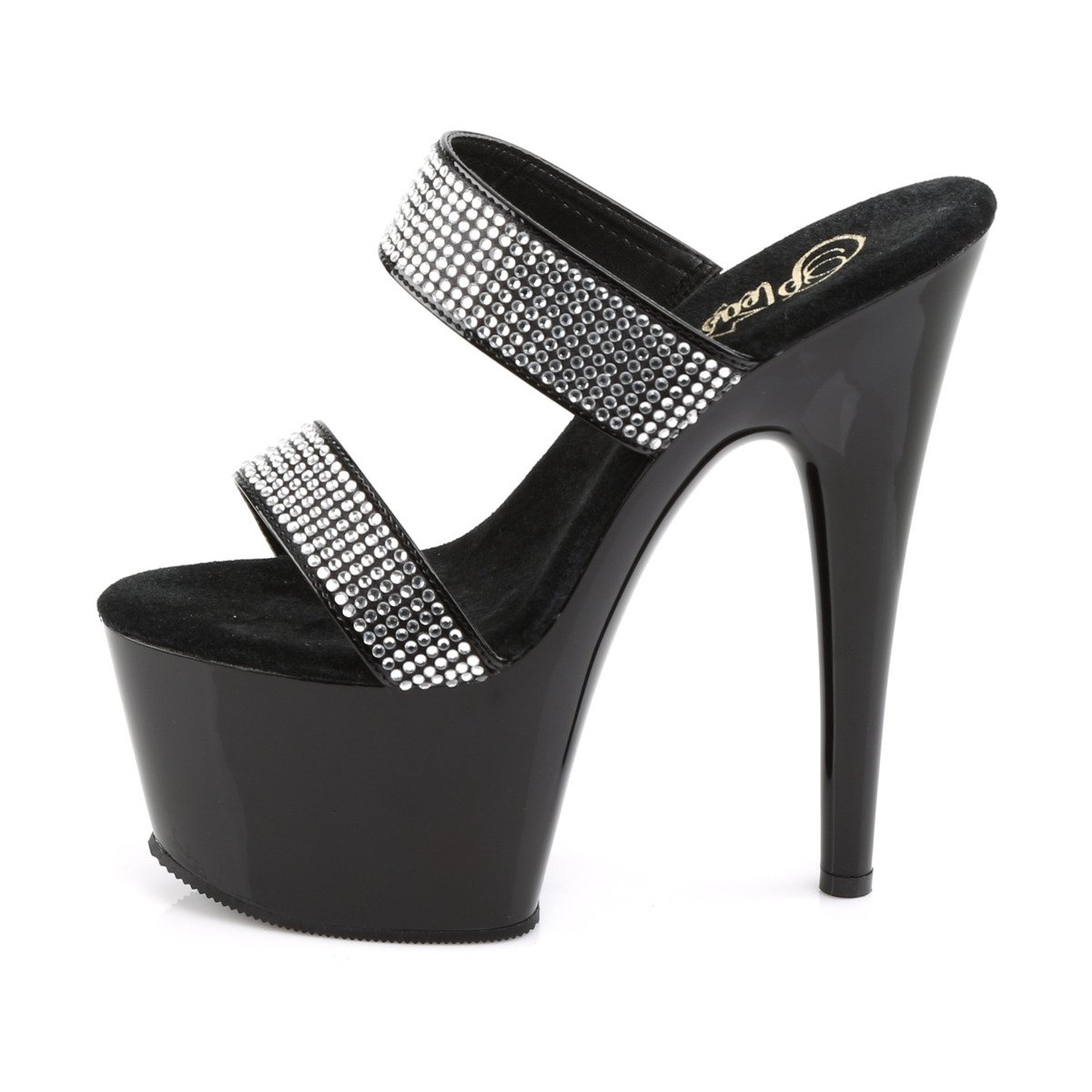 Pleaser Adore-702-2 B/RS - Shiny Black High-Platform Sandals