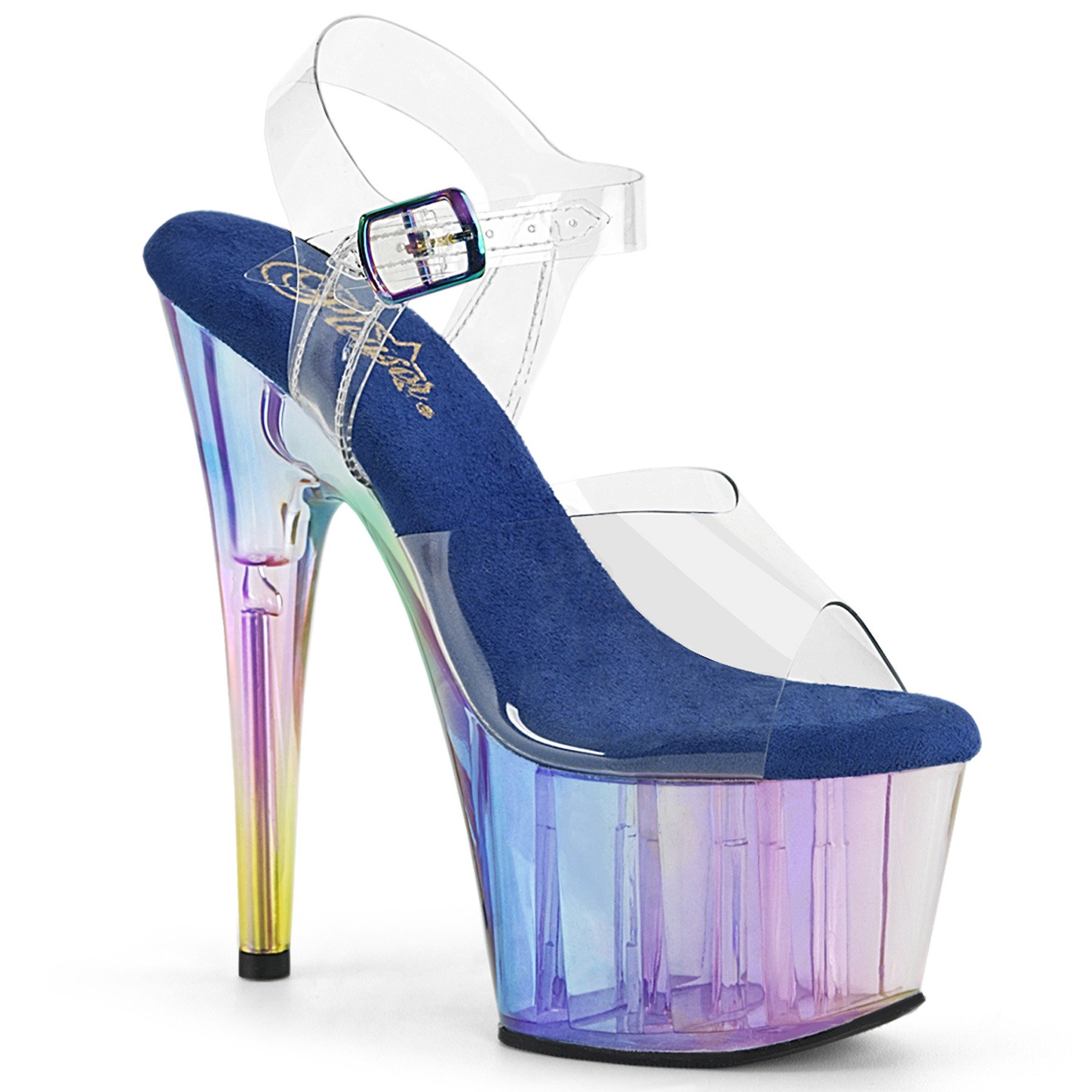 Pleaser Adore-708HT C/BLMCT - Clear High-Platform Sandals