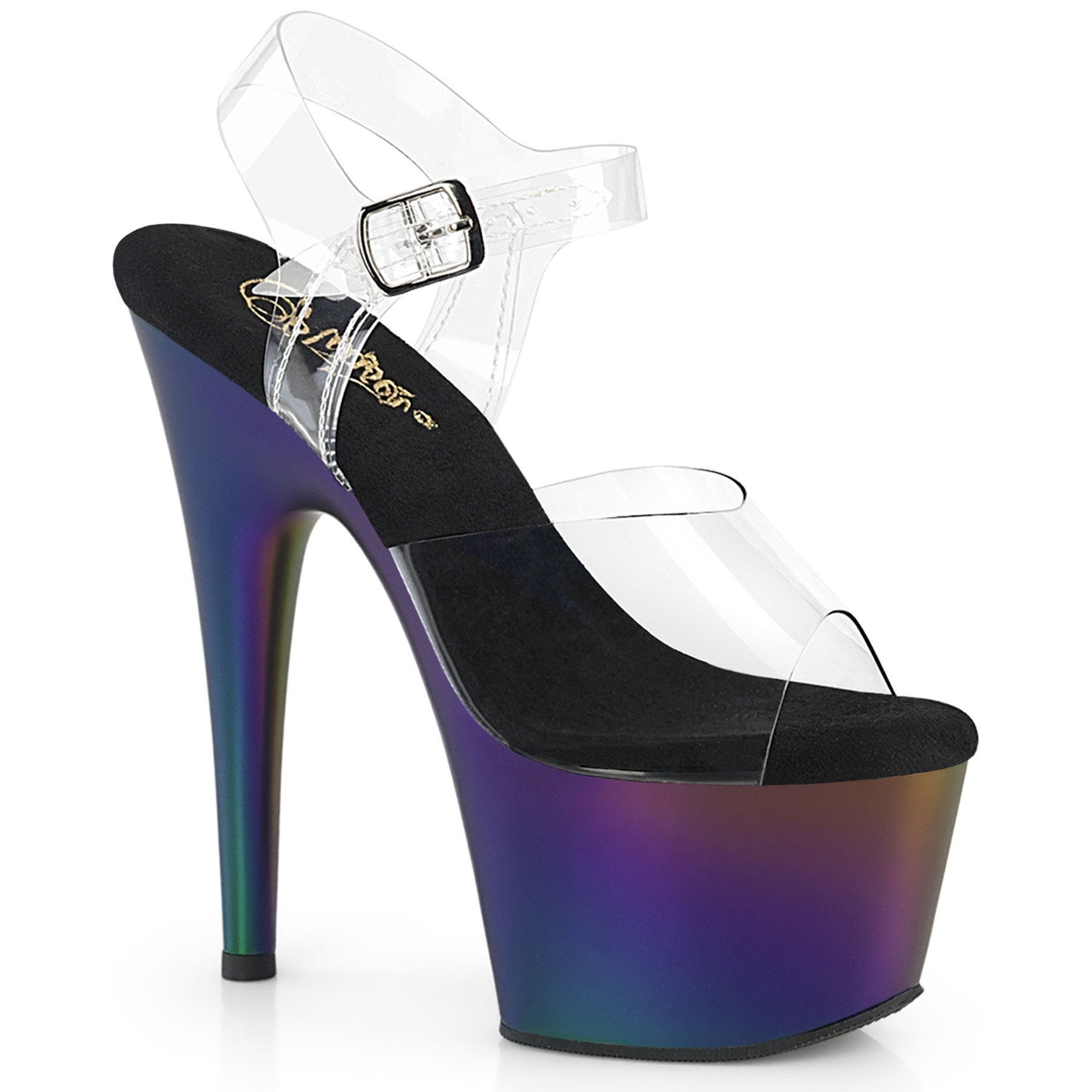Pleaser Adore-708MCH C/PP-GRNCH - Clear High-Platform Sandals
