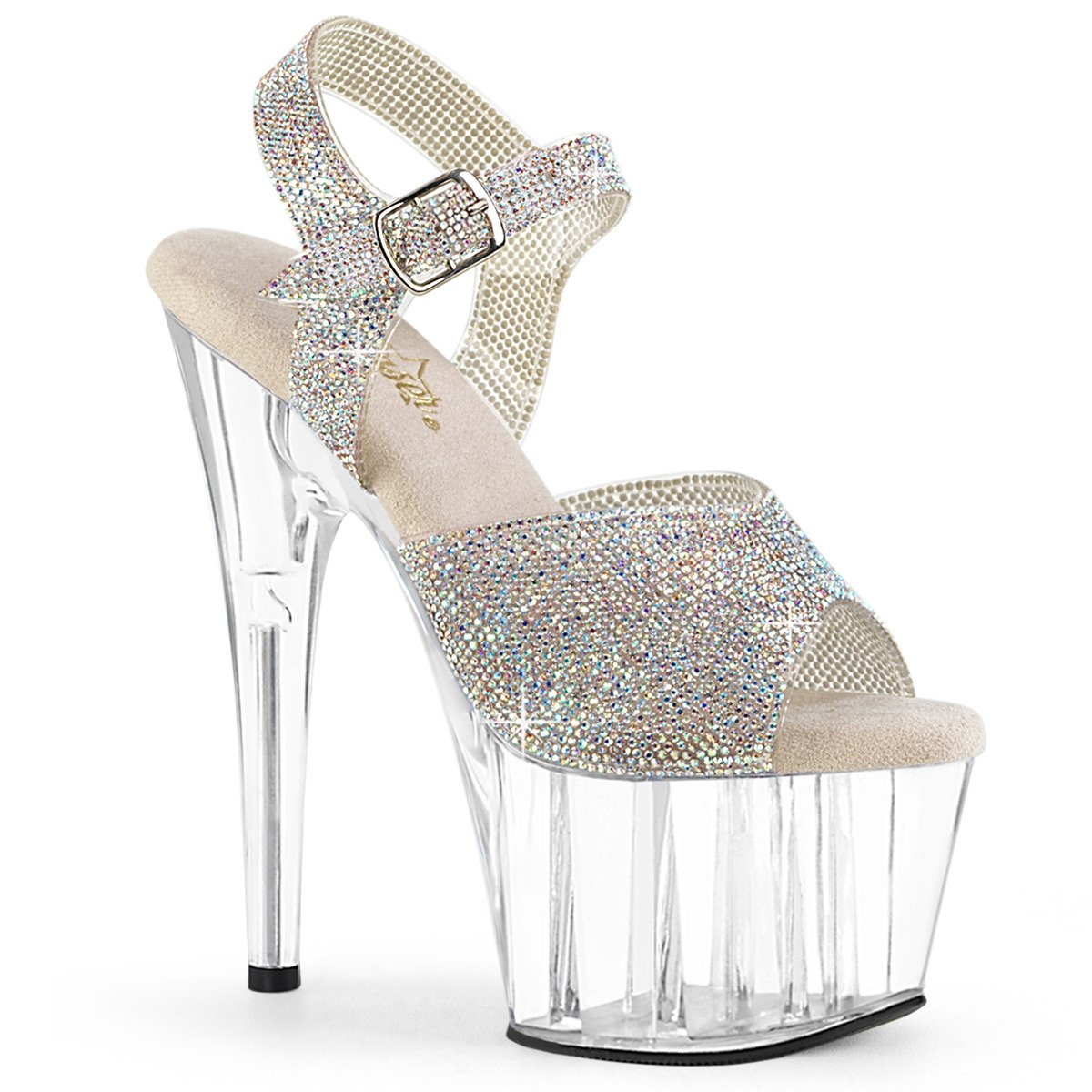 Pleaser Adore-708N-RS SRS-TPU/C - Silver High-Platform Sandals