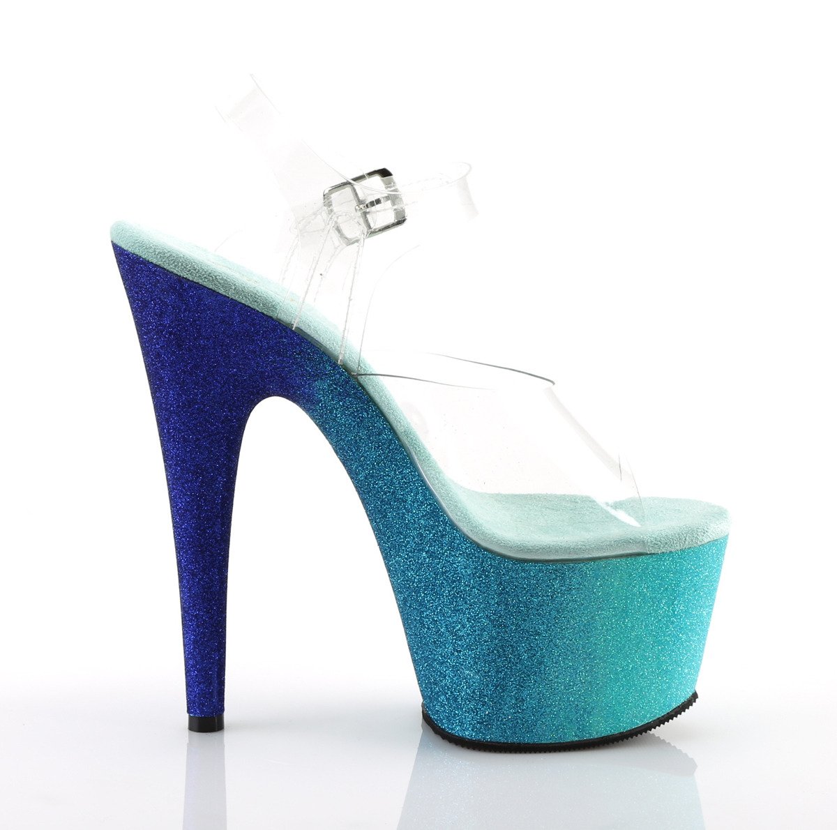 Pleaser Adore-708OMBRE C/AQ-BL - Clear High-Platform Sandals