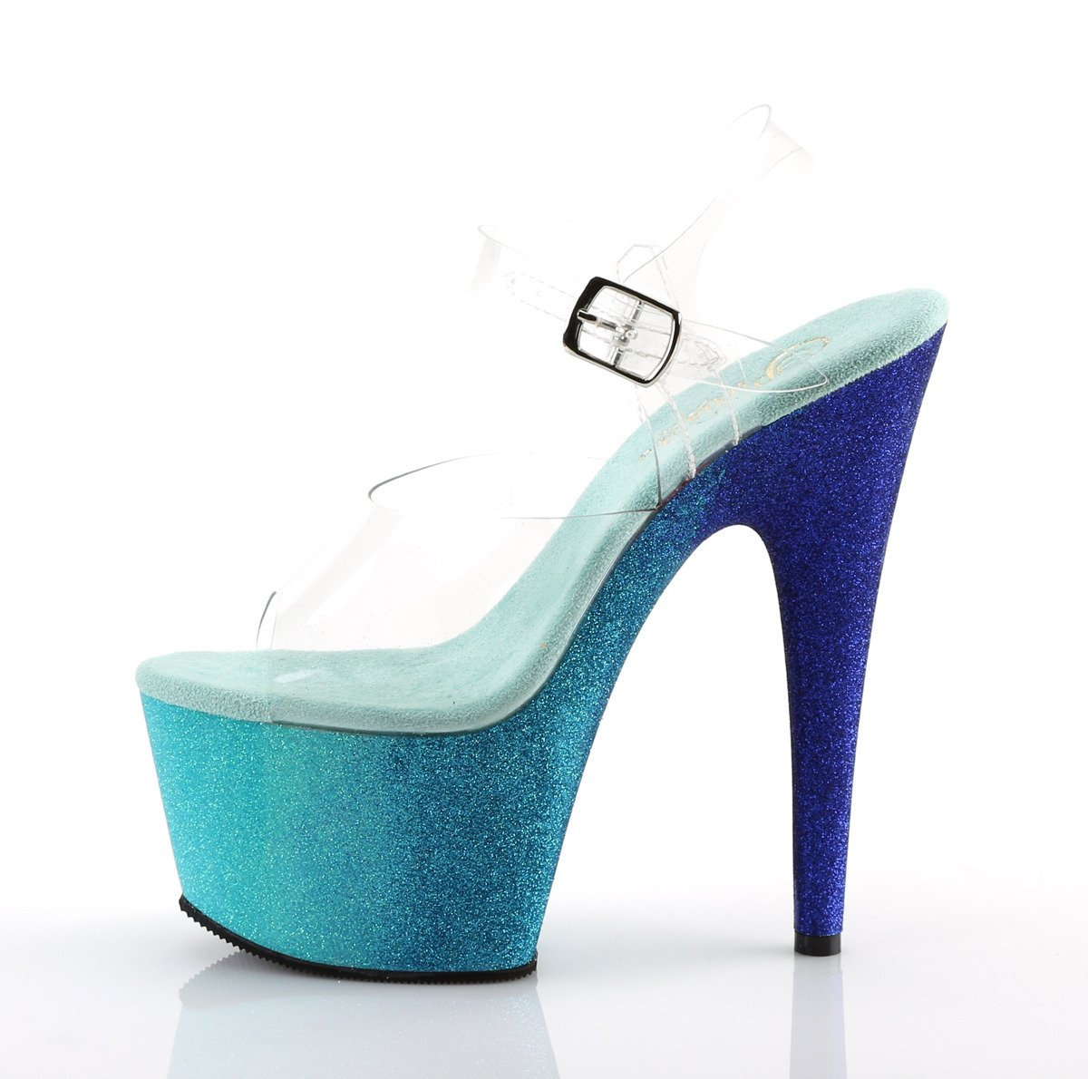 Pleaser Adore-708OMBRE C/AQ-BL - Clear High-Platform Sandals