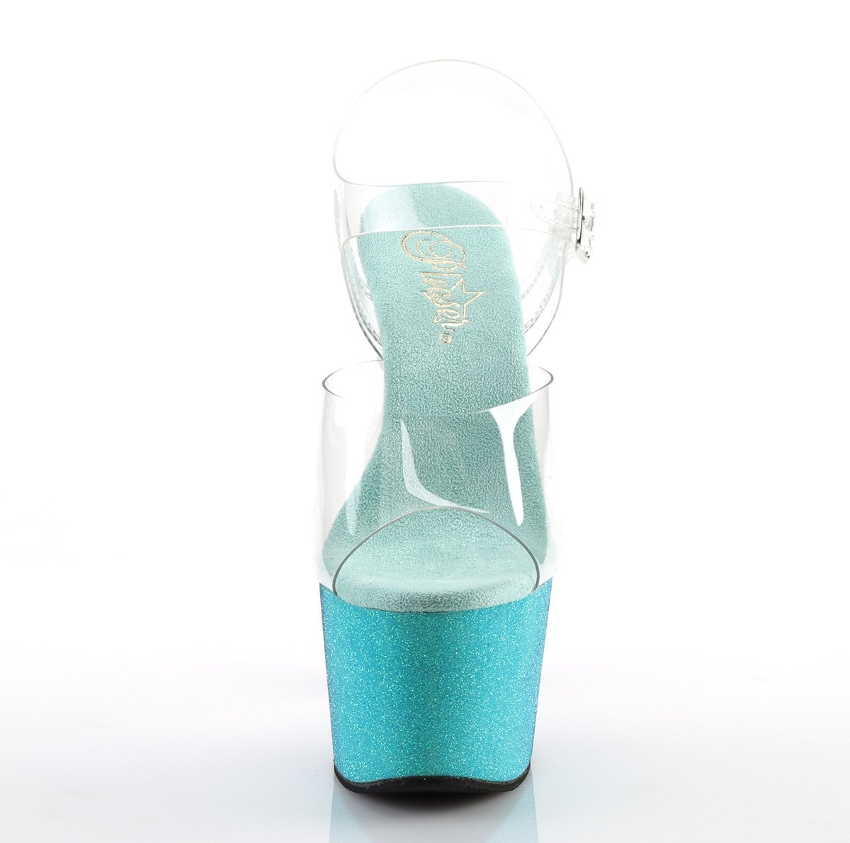Pleaser Adore-708OMBRE C/AQ-BL - Clear High-Platform Sandals