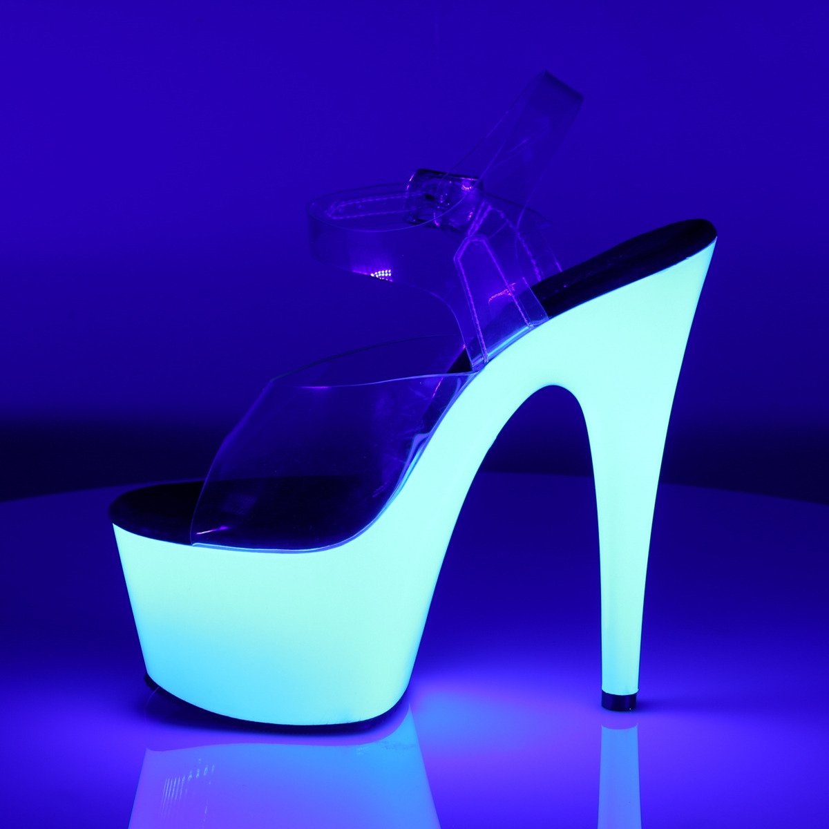 Pleaser Adore-708UV C/NW - Clear Uv Reactive High-Platform Sandals