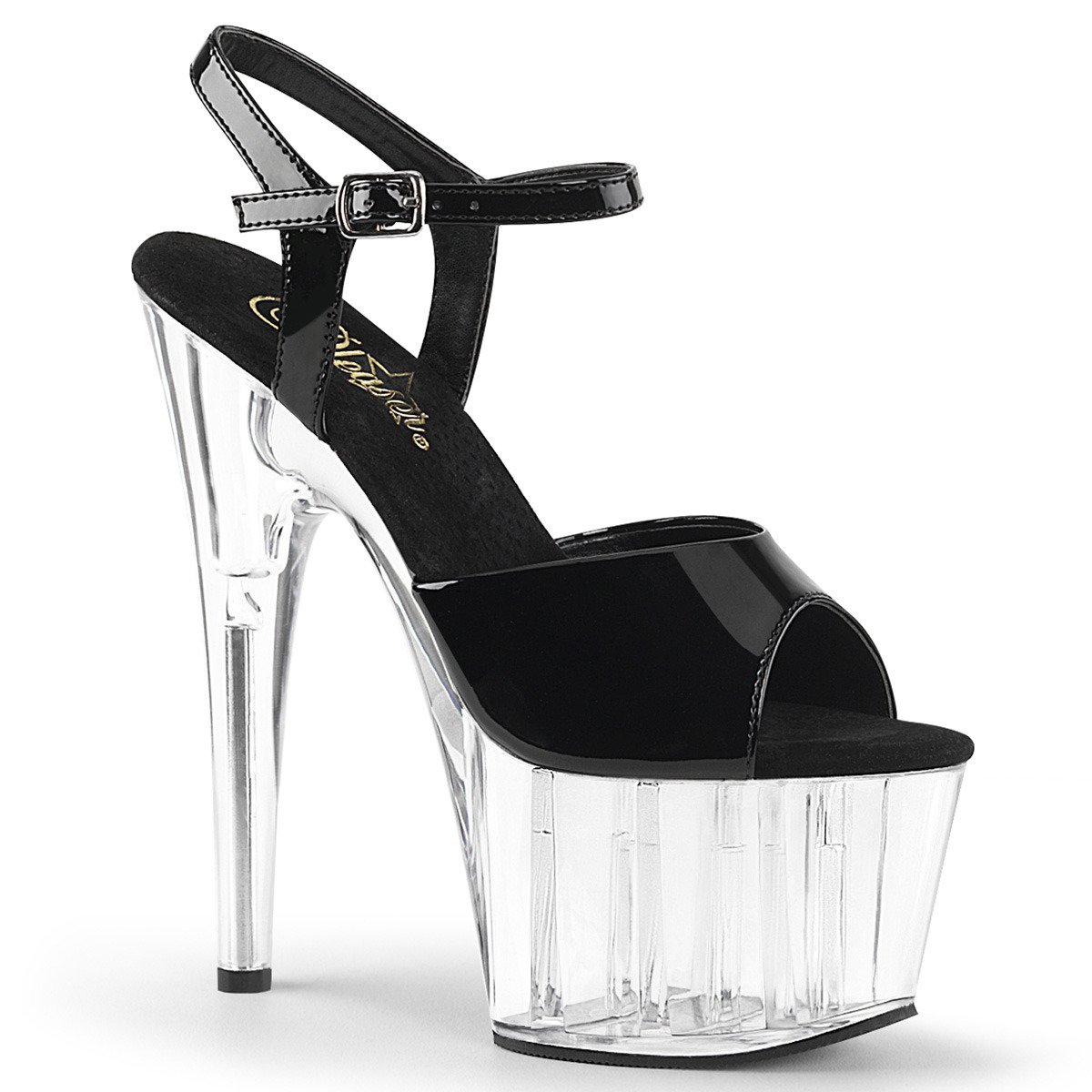 Pleaser Adore-709 B/C - Shiny Black High-Platform Sandals