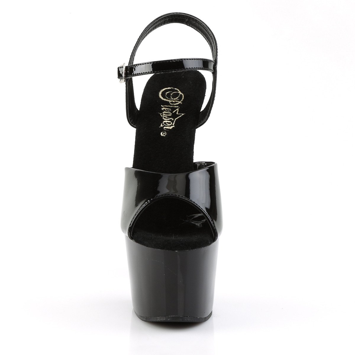 Pleaser Adore-709 B/M - Shiny Black High-Platform Sandals