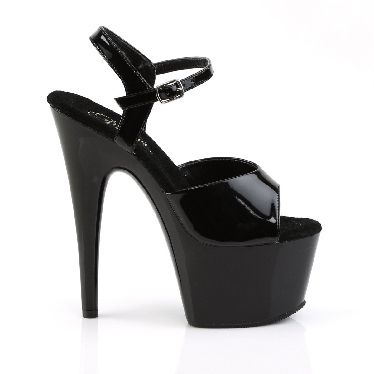 Pleaser Adore-709 B/M - Shiny Black High-Platform Sandals