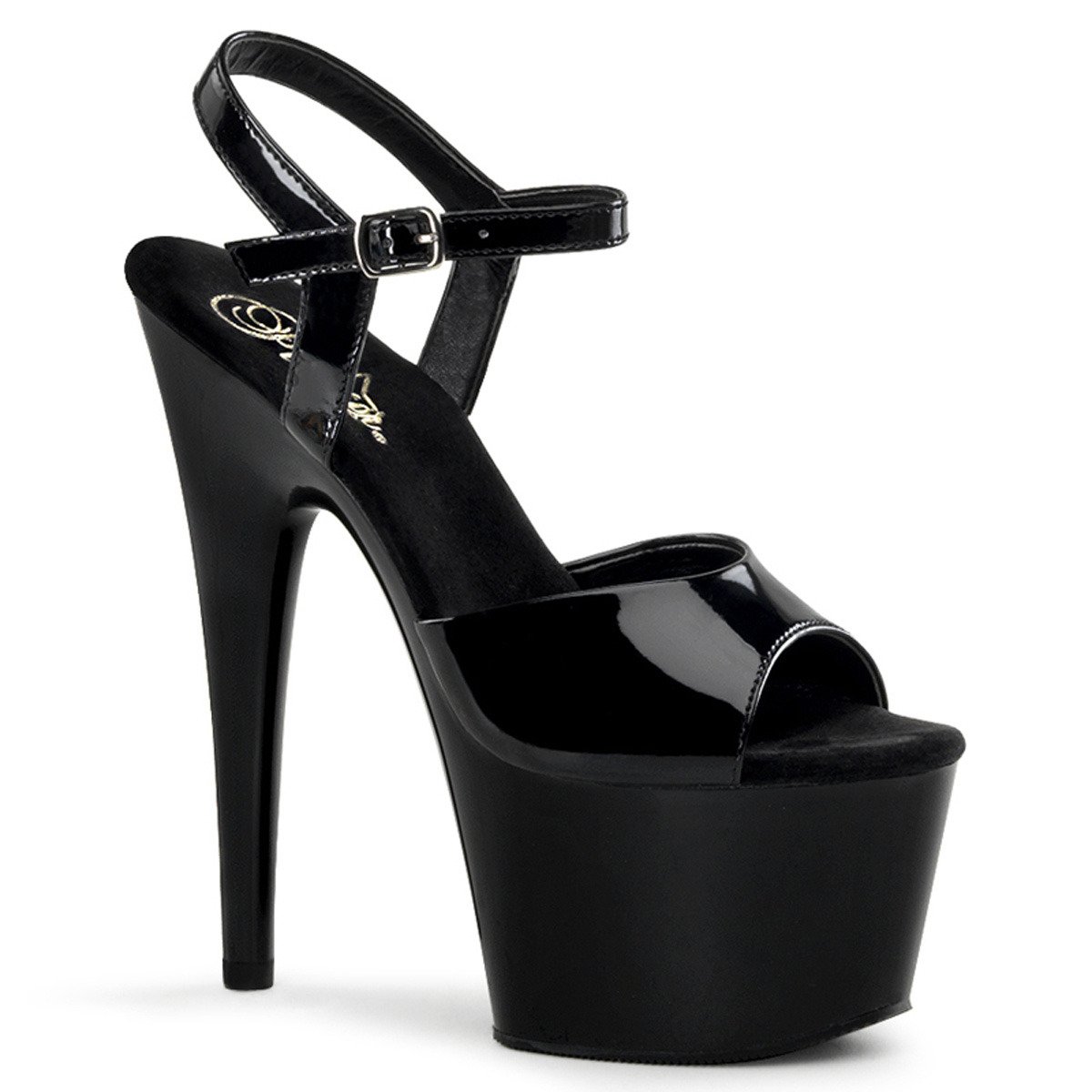 Pleaser Adore-709 B/M - Shiny Black High-Platform Sandals