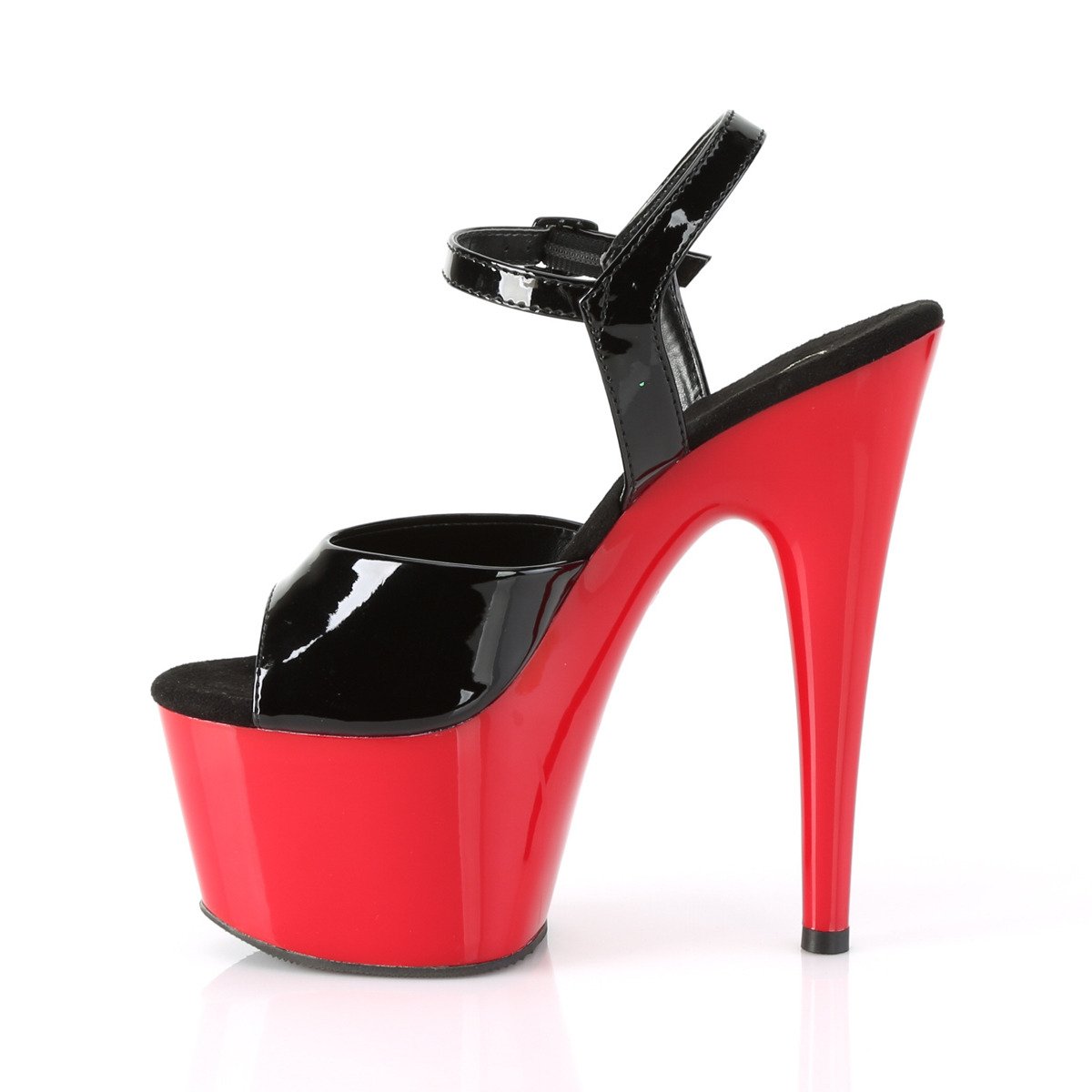 Pleaser Adore-709 B/R - Shiny Black High-Platform Sandals