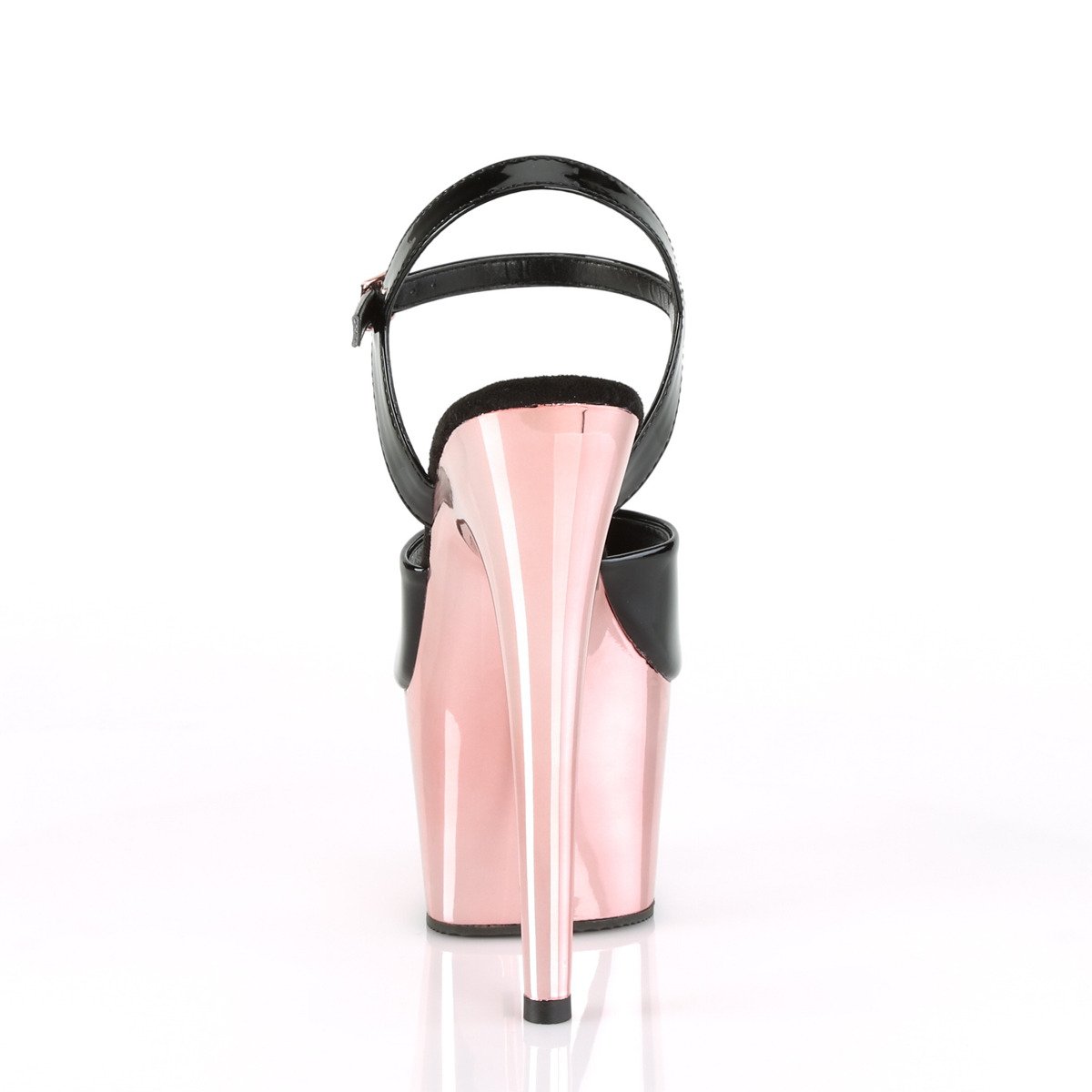 Pleaser Adore-709 B/ROGLDCH - Shiny Black High-Platform Sandals