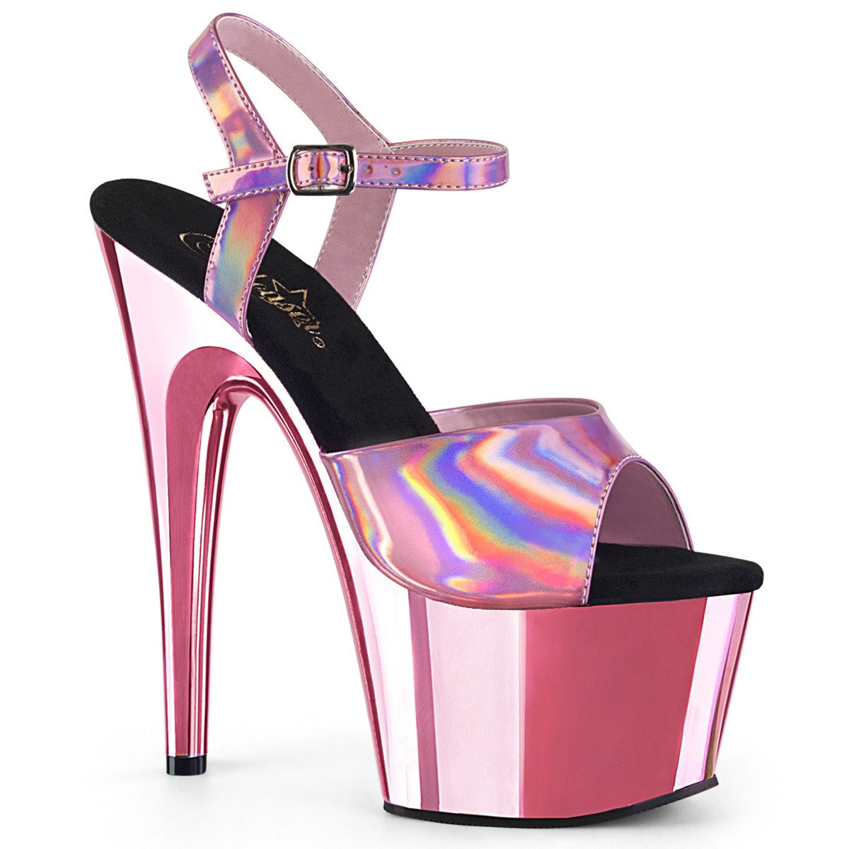 Pleaser Adore-709HGCH BPHG/BPCH - Shiny Pink High-Platform Sandals