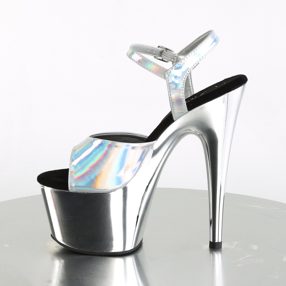 Pleaser Adore-709HGCH SHG/SCH - Shiny Silver High-Platform Sandals