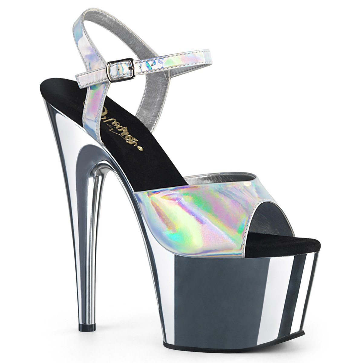 Pleaser Adore-709HGCH SHG/SCH - Shiny Silver High-Platform Sandals