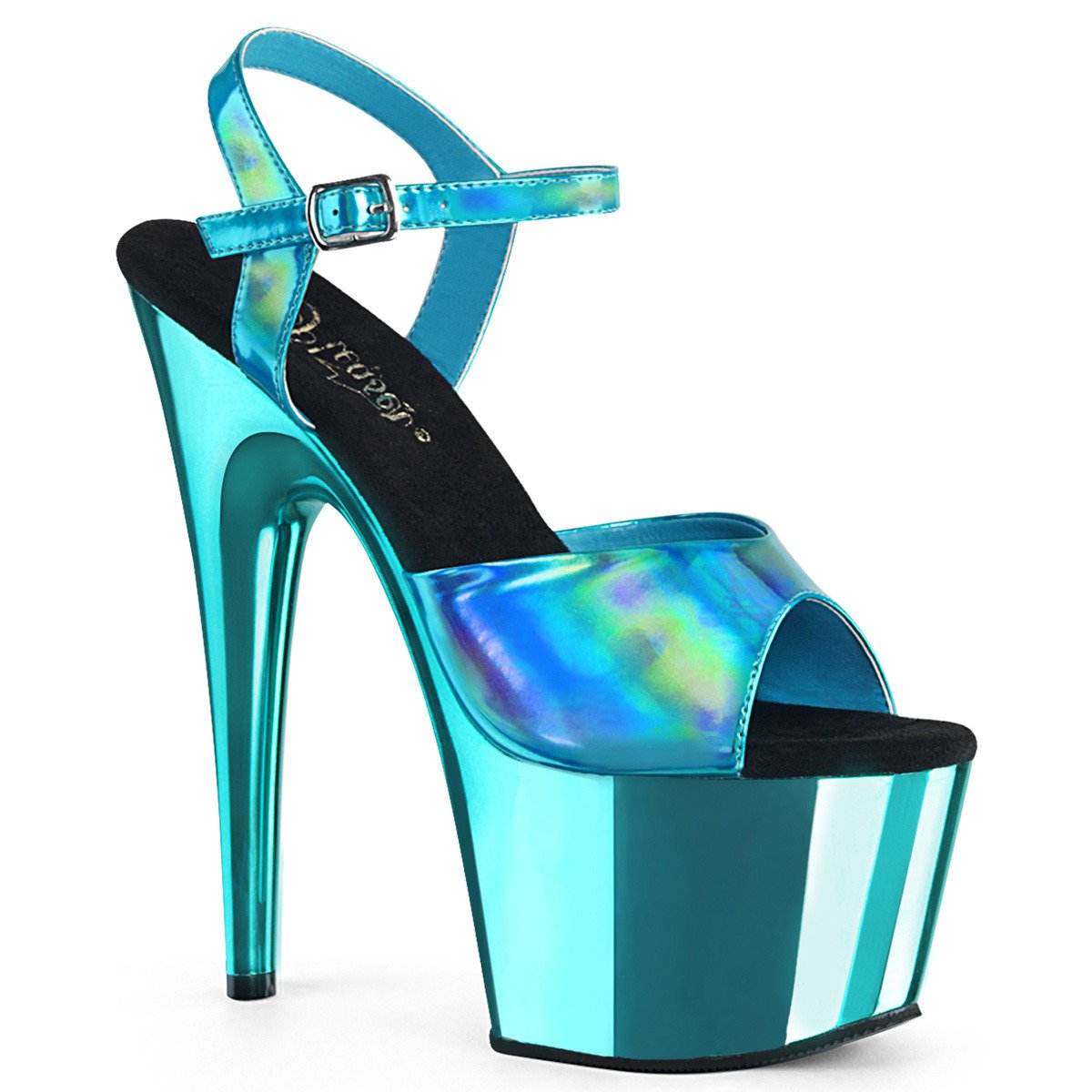 Pleaser Adore-709HGCH TEHG/TECH - Shiny Turquoise High-Platform Sandals