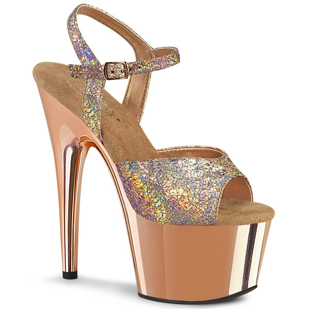 Pleaser Adore-709HM RGDMPU/ROCH - Gold High-Platform Sandals