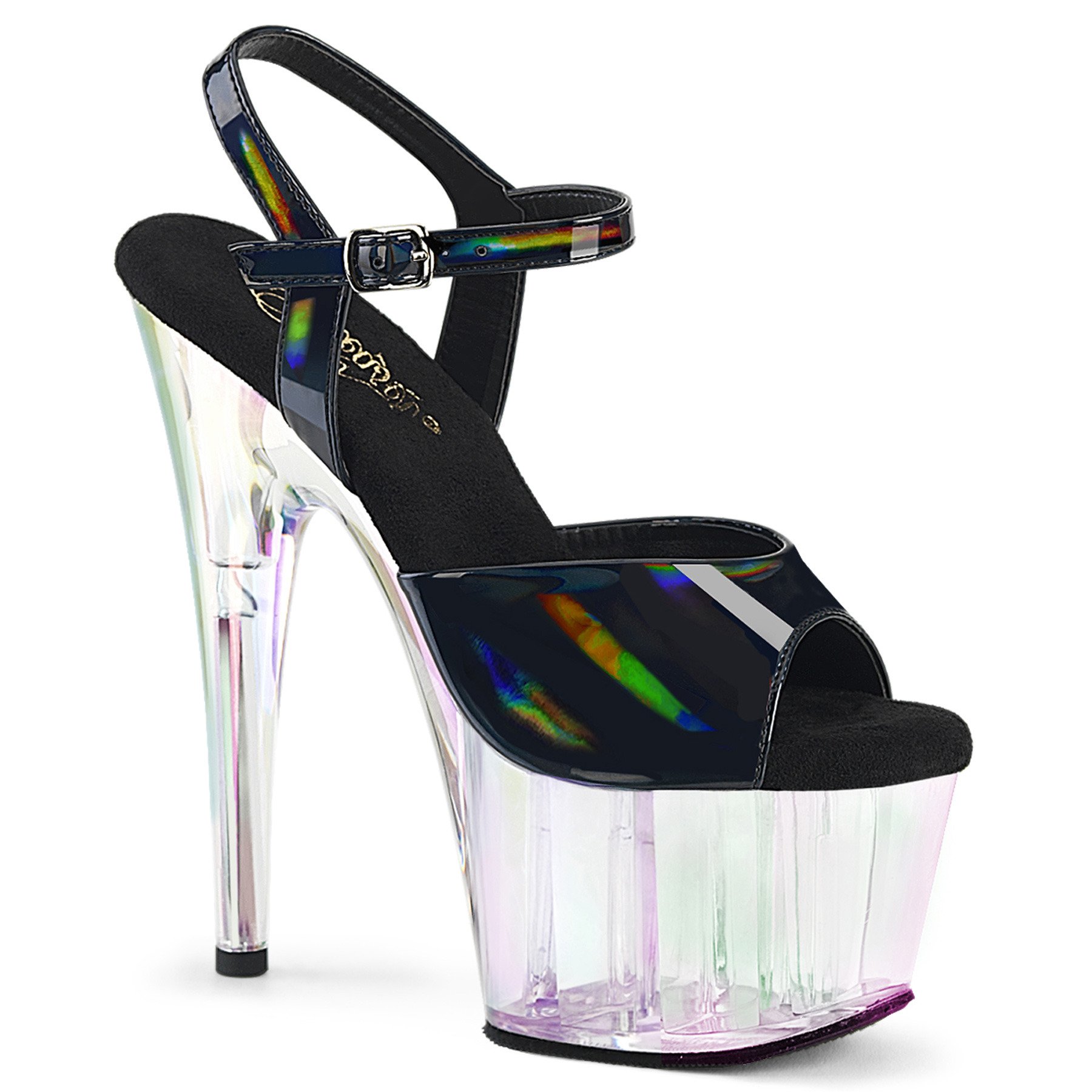 Pleaser Adore-709HT BHG/HGT - Shiny Black High-Platform Sandals