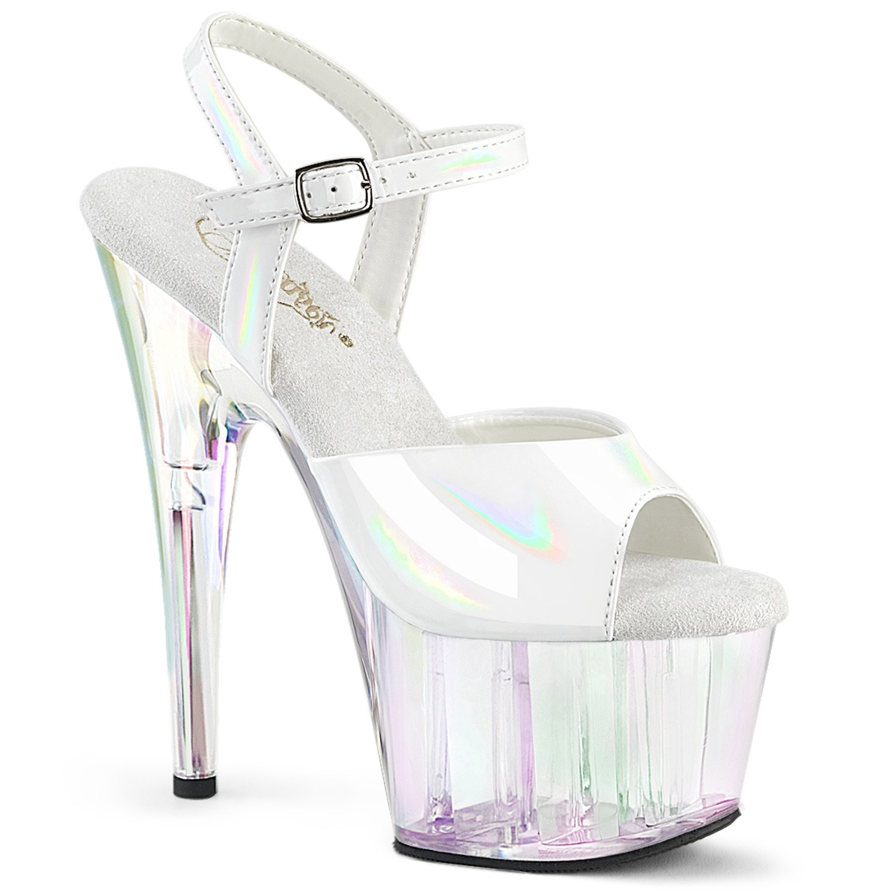 Pleaser Adore-709HT WHG/HGT - Shiny White High-Platform Sandals