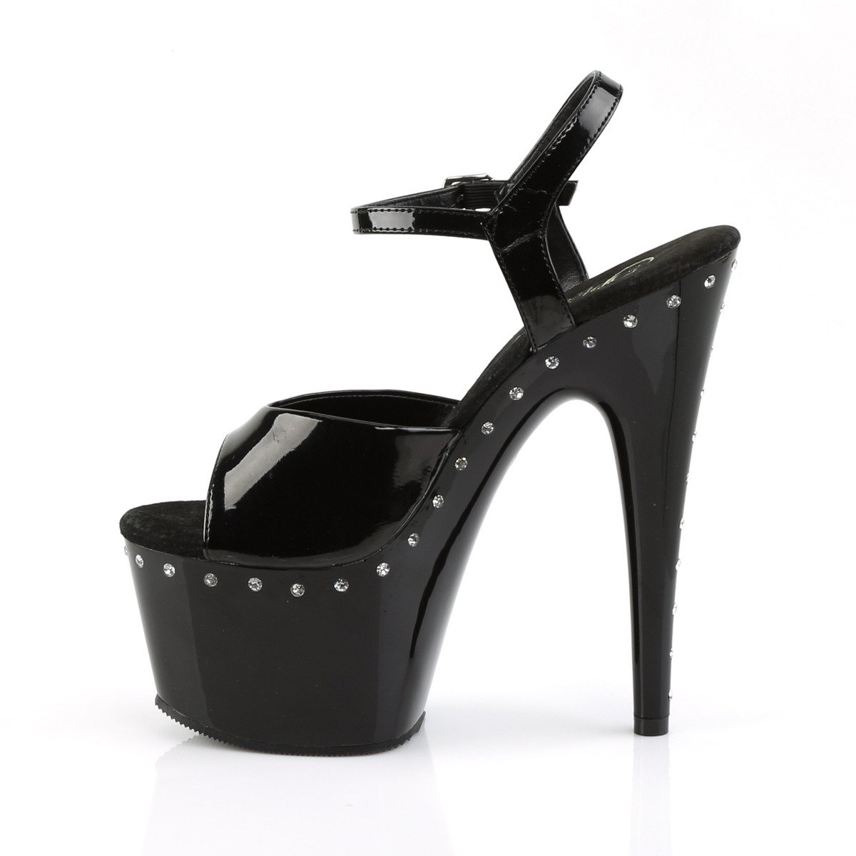 Pleaser Adore-709LS B/M - Shiny Black High-Platform Sandals