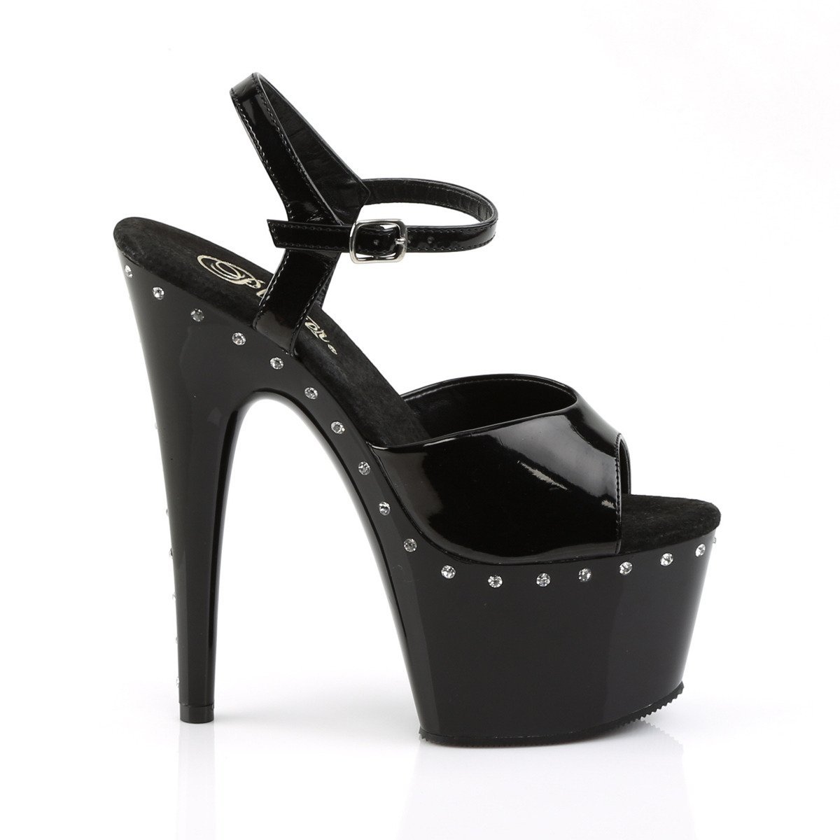 Pleaser Adore-709LS B/M - Shiny Black High-Platform Sandals