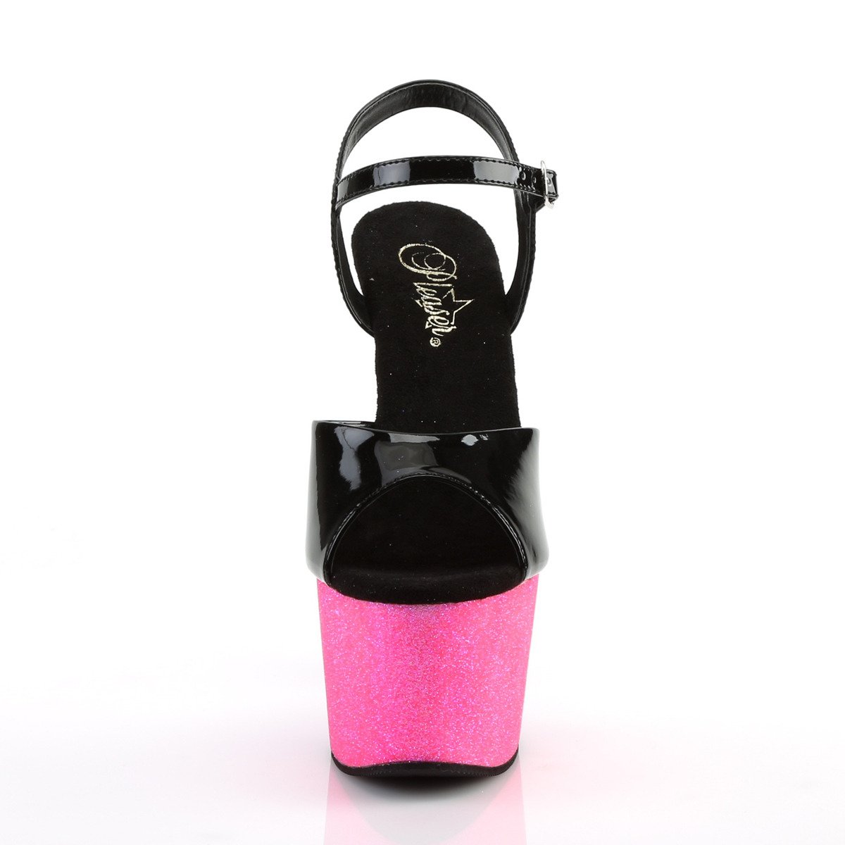 Pleaser Adore-709OMBRE B/PN-LV - Shiny Black High-Platform Sandals