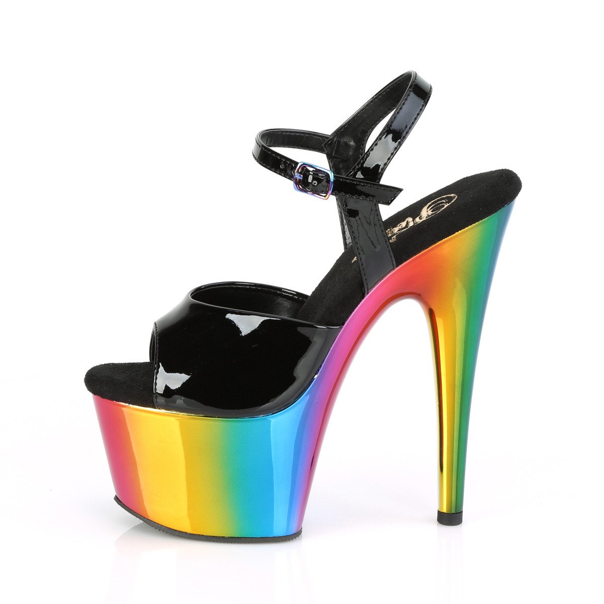 Pleaser Adore-709RC B/RBOWCH - Shiny Black High-Platform Sandals