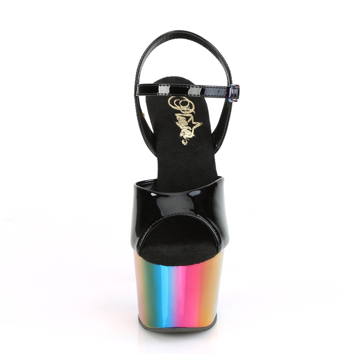 Pleaser Adore-709RC B/RBOWCH - Shiny Black High-Platform Sandals