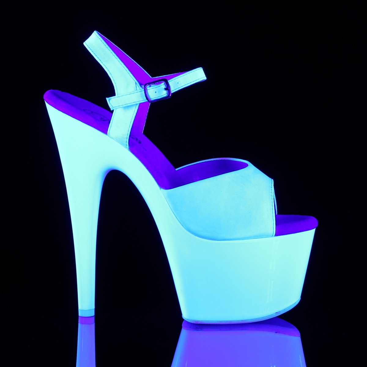 Pleaser Adore-709UV WSA/NW - White Uv Reactive High-Platform Sandals