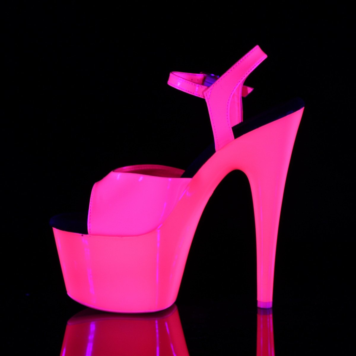 Pleaser Adore-709UV NHP/M - Shiny Pink Uv Reactive High-Platform Sandals
