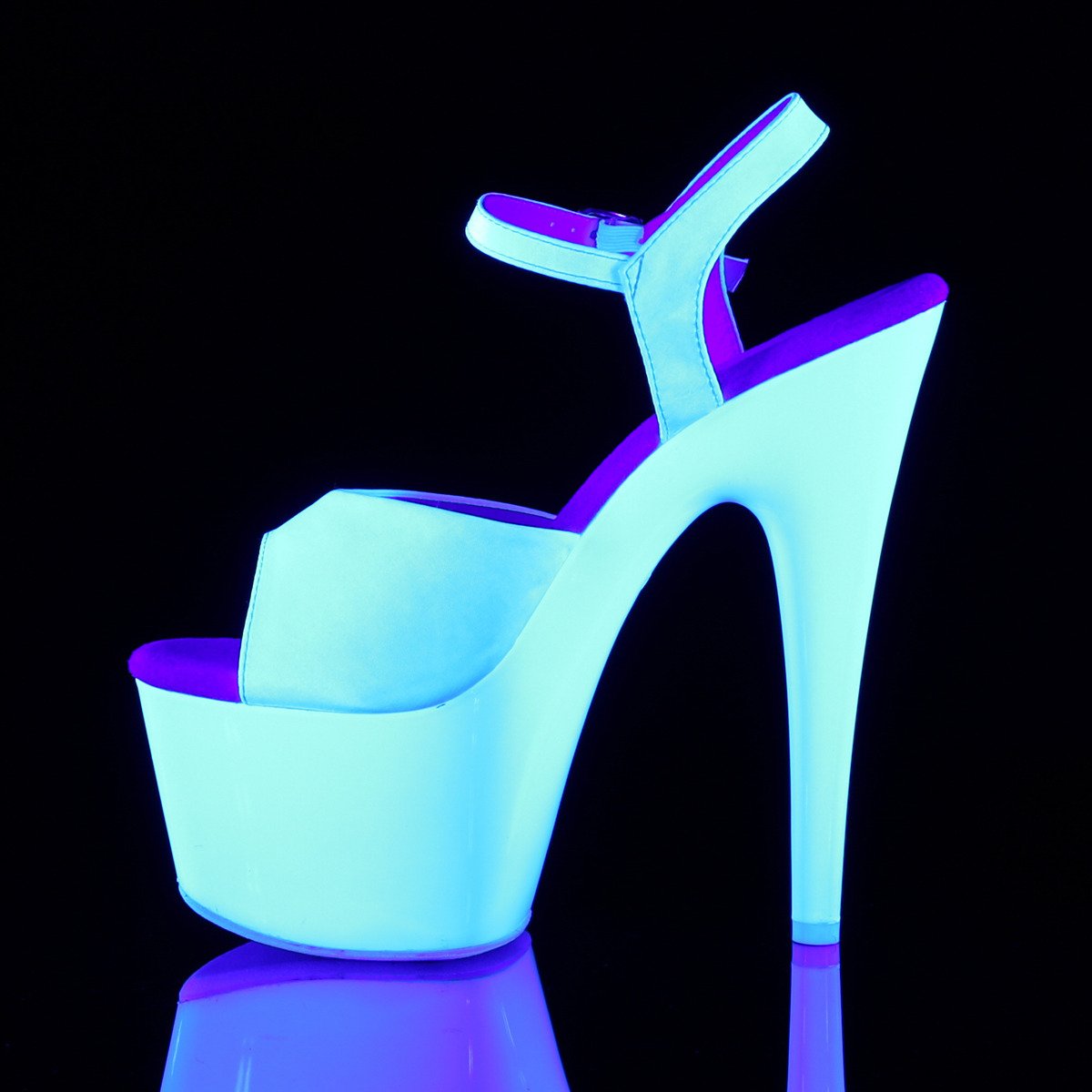 Pleaser Adore-709UV WSA/NW - White Uv Reactive High-Platform Sandals