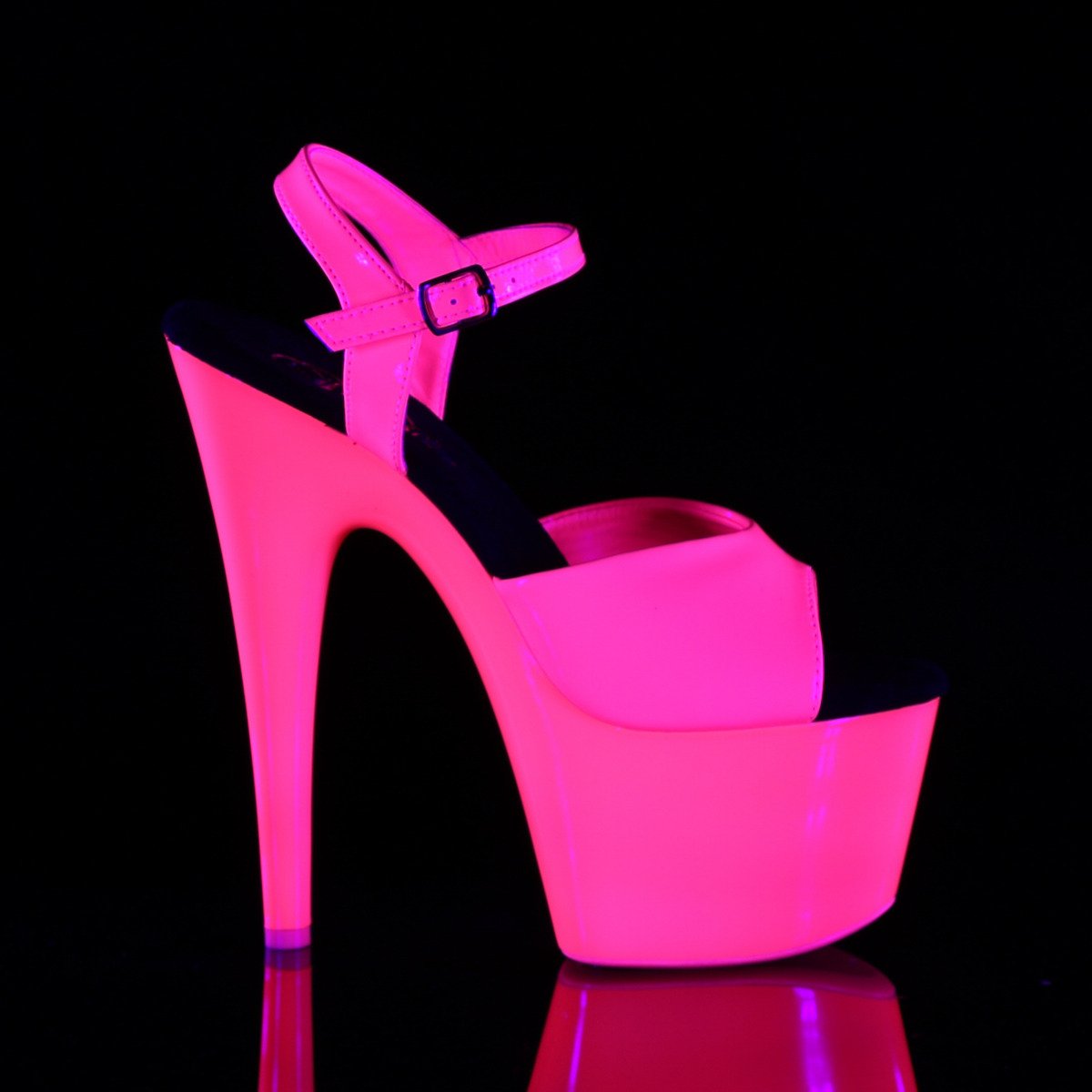 Pleaser Adore-709UV NHP/M - Shiny Pink Uv Reactive High-Platform Sandals