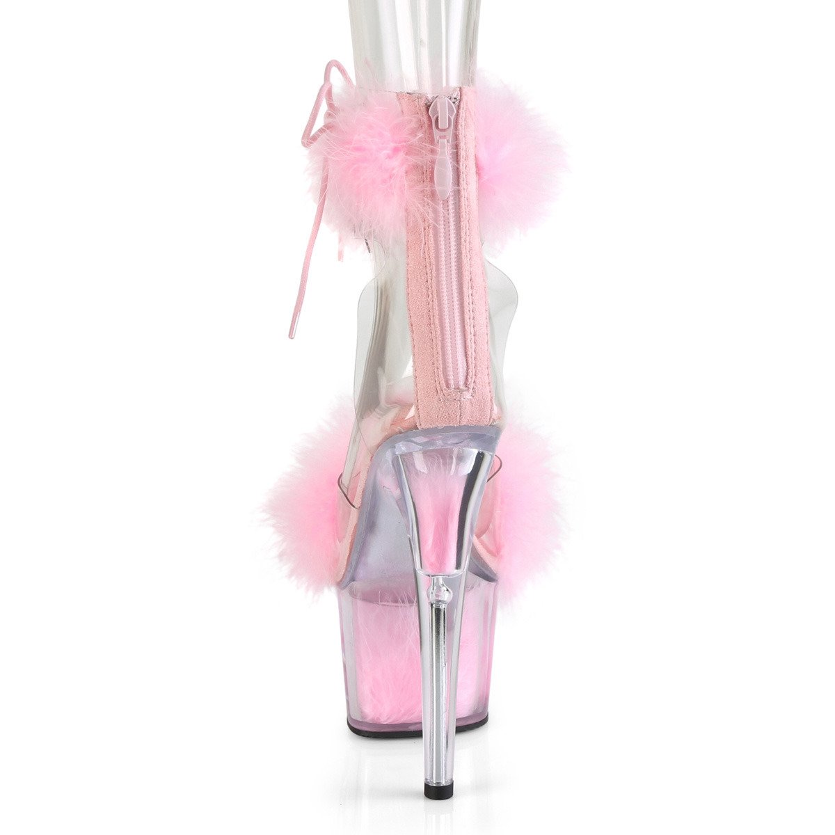 Pleaser Adore-724F C-BP/BPFUR - Pink High-Platform Ankle Strap Heels