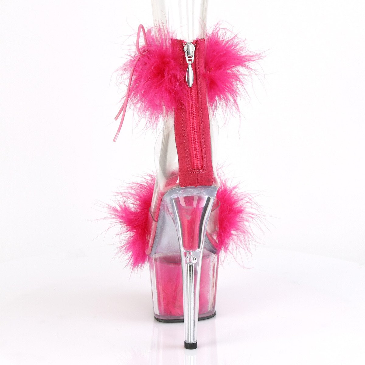 Pleaser Adore-724F C-HP/HPFUR - Pink High-Platform Ankle Strap Heels