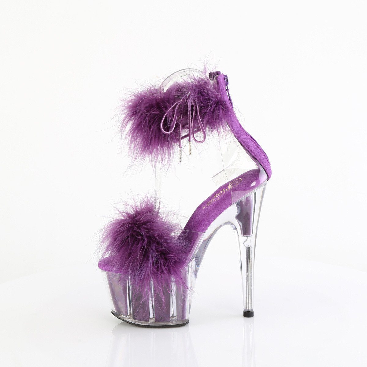 Pleaser Adore-724F C-PPFUR/M - Clear High-Platform Ankle Strap Heels