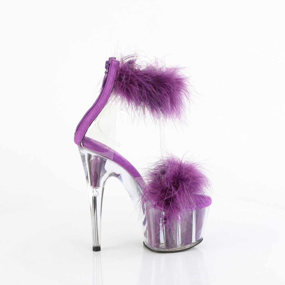 Pleaser Adore-724F C-PPFUR/M - Clear High-Platform Ankle Strap Heels