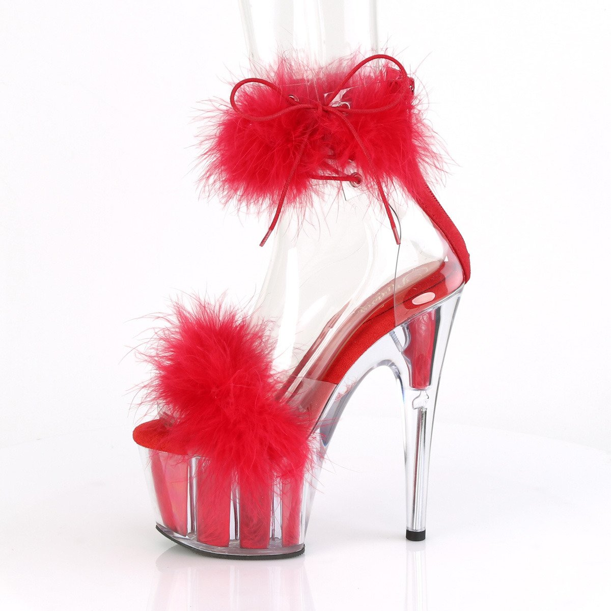 Pleaser Adore-724F C-R/RFUR - Red High-Platform Ankle Strap Heels