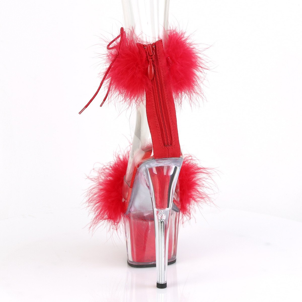 Pleaser Adore-724F C-R/RFUR - Red High-Platform Ankle Strap Heels