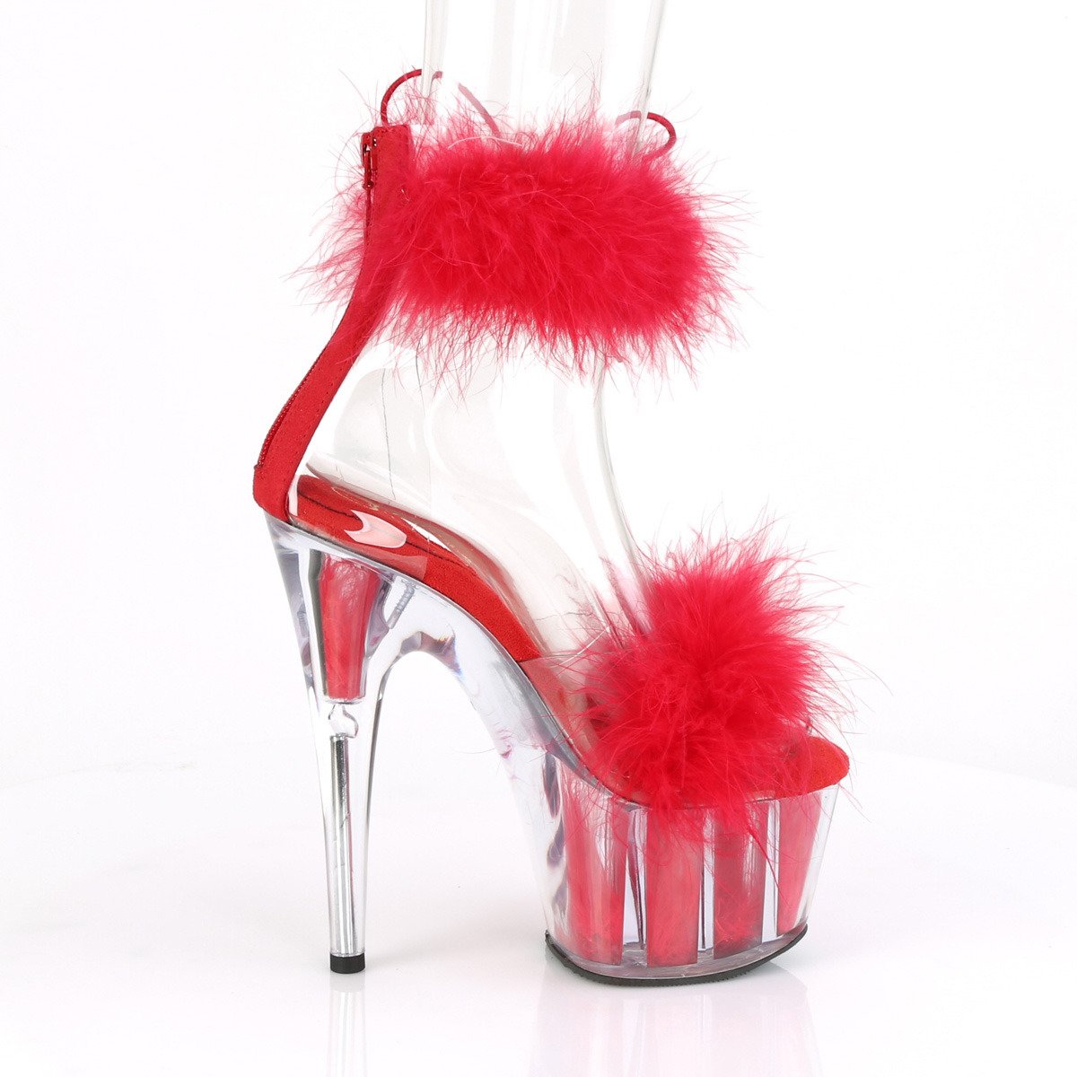 Pleaser Adore-724F C-R/RFUR - Red High-Platform Ankle Strap Heels