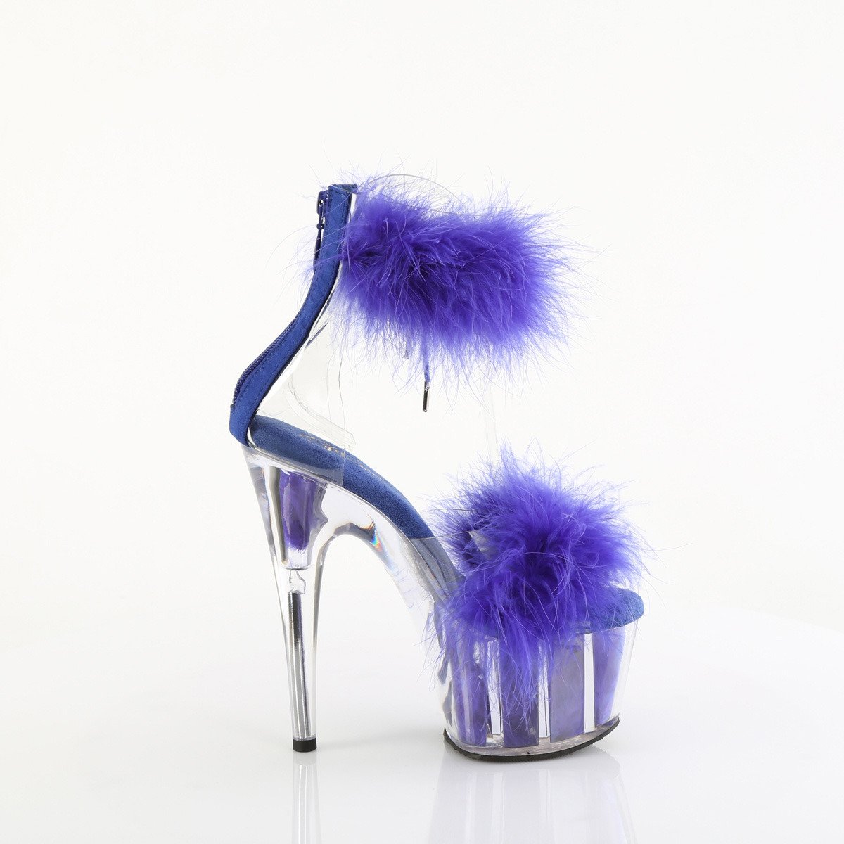 Pleaser Adore-724F C-RYBLFUR/M - Clear High-Platform Ankle Strap Heels