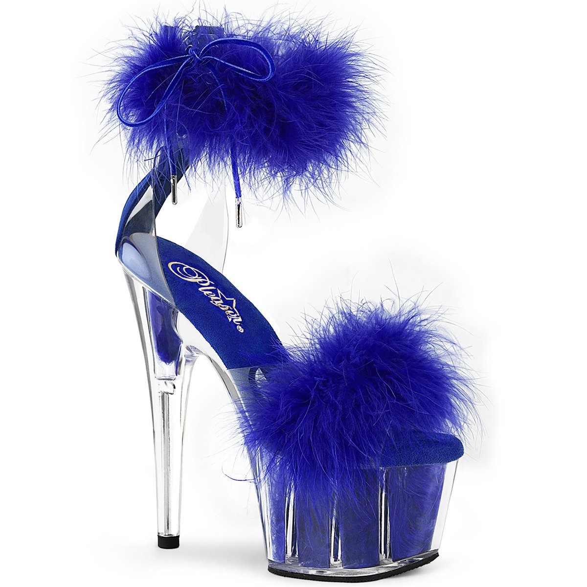 Pleaser Adore-724F C-RYBLFUR/M - Clear High-Platform Ankle Strap Heels
