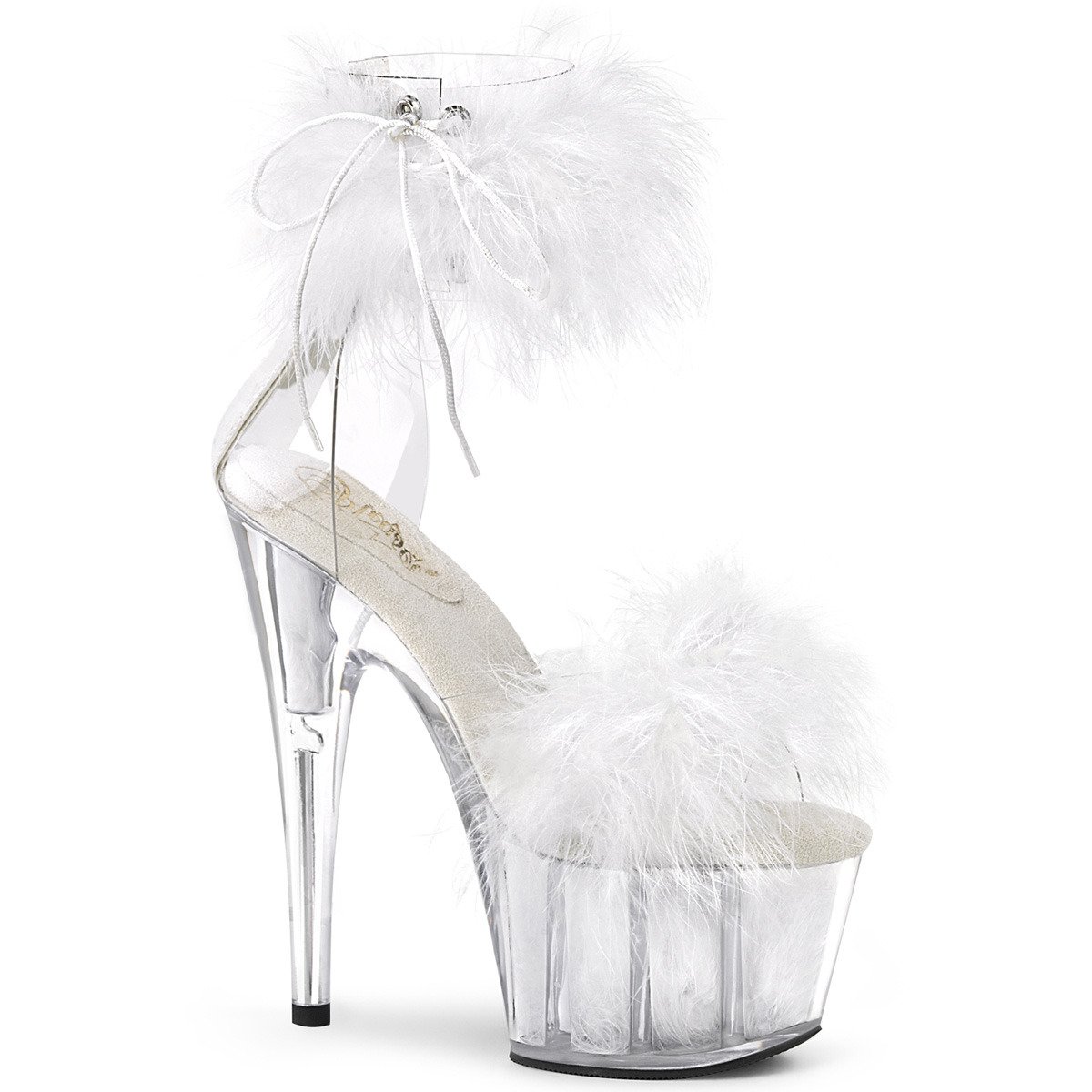 Pleaser Adore-724F C-W/WFUR - White High-Platform Ankle Strap Heels