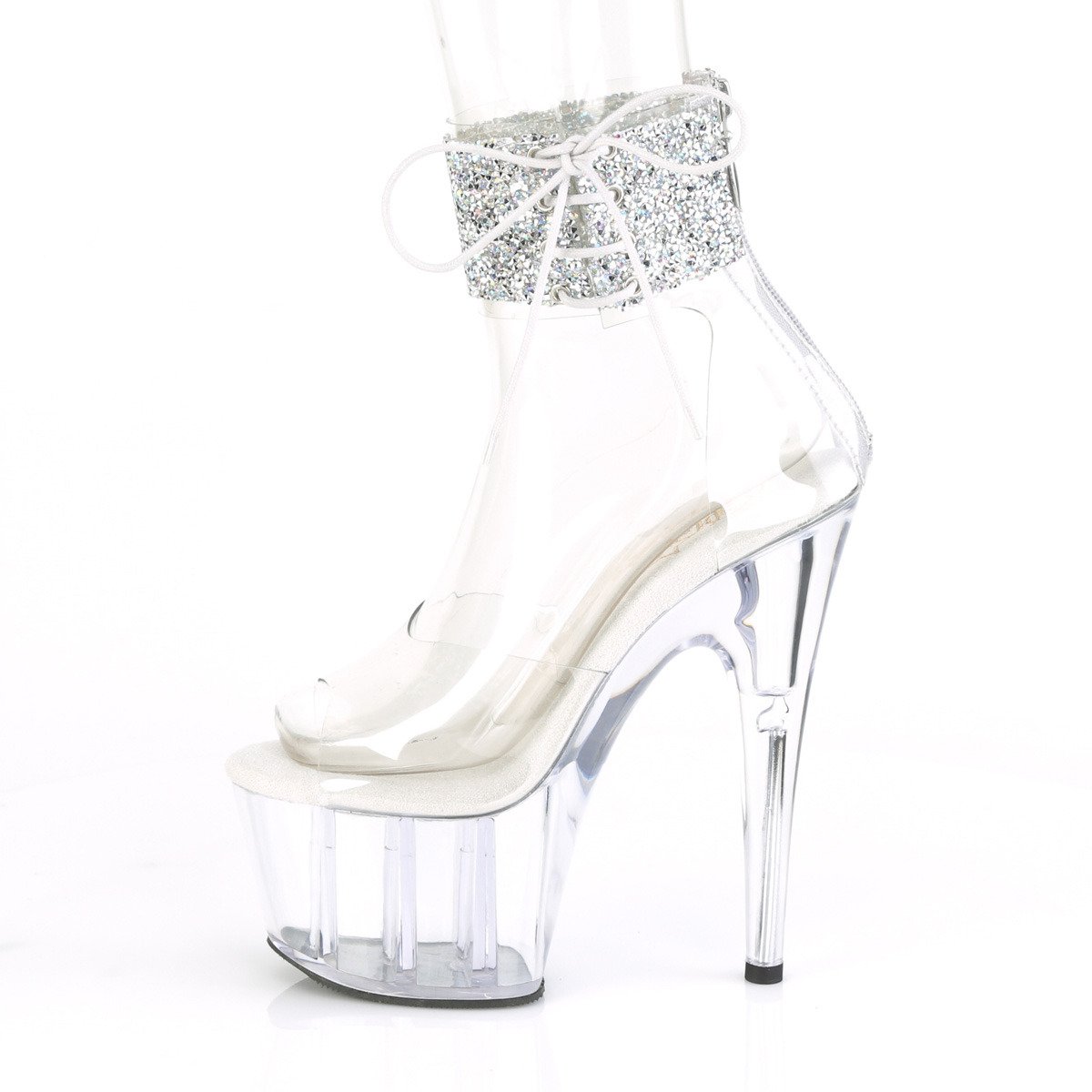 Pleaser Adore-724RS-02 C-SRS/C - Clear High-Platform Ankle Strap Heels