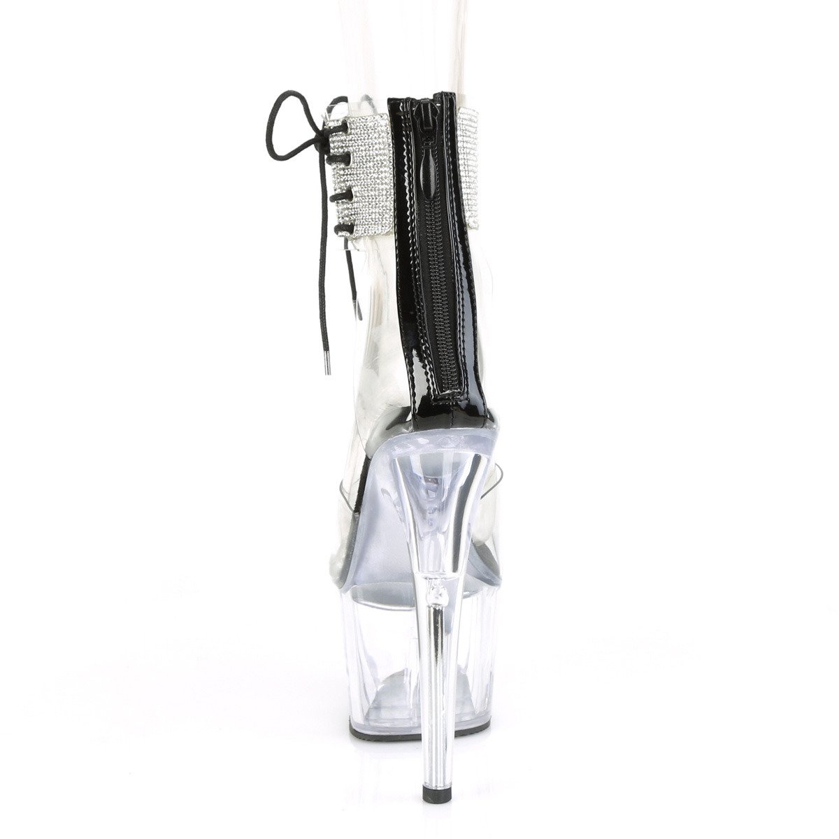 Pleaser Adore-724RS C-B/C - Clear High-Platform Ankle Strap Heels